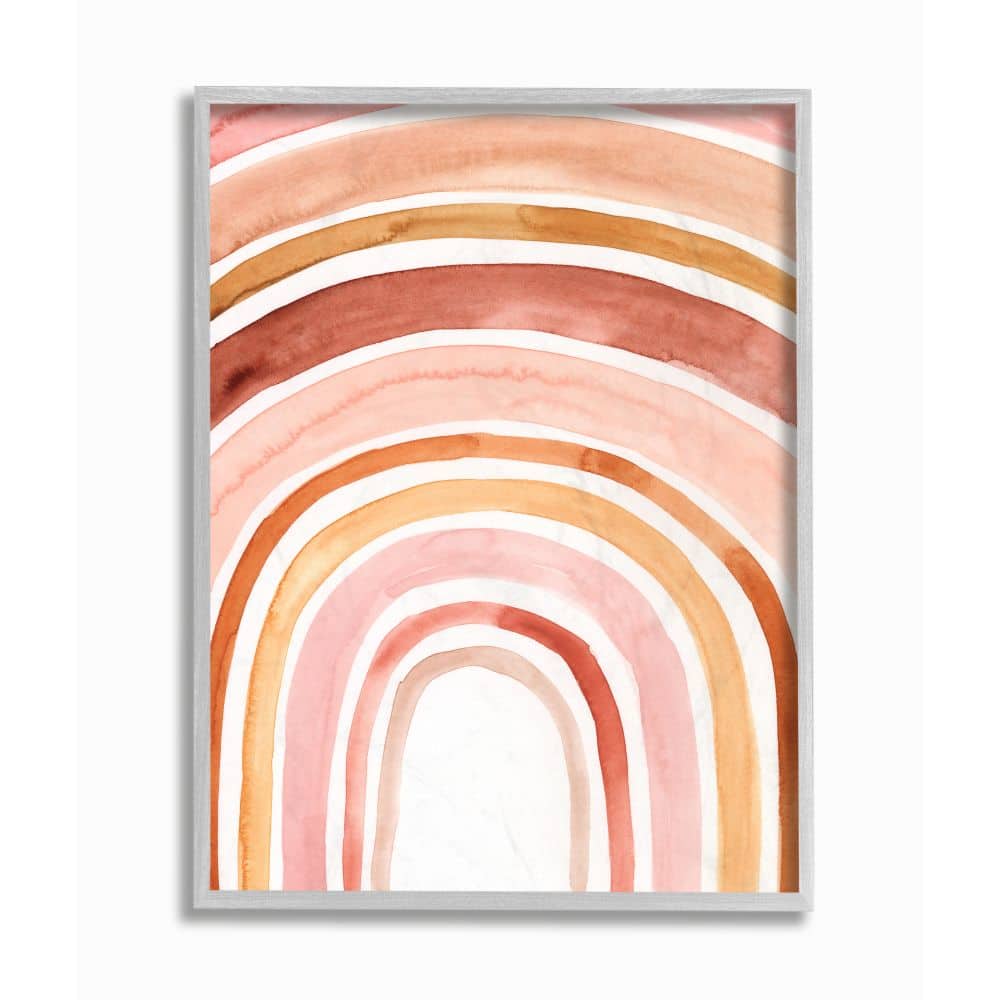 Stupell Industries Warm Red Shades of Abstract Arches Watercolor Gray Framed Wall Art