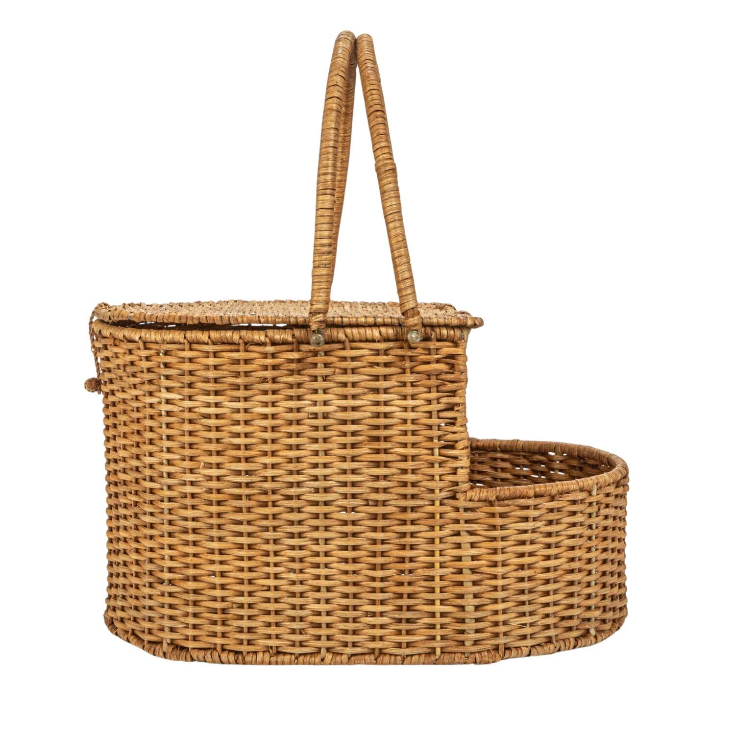 Hello Honey® Natural Oval Wicker Picnic Basket with Open Side Compartment