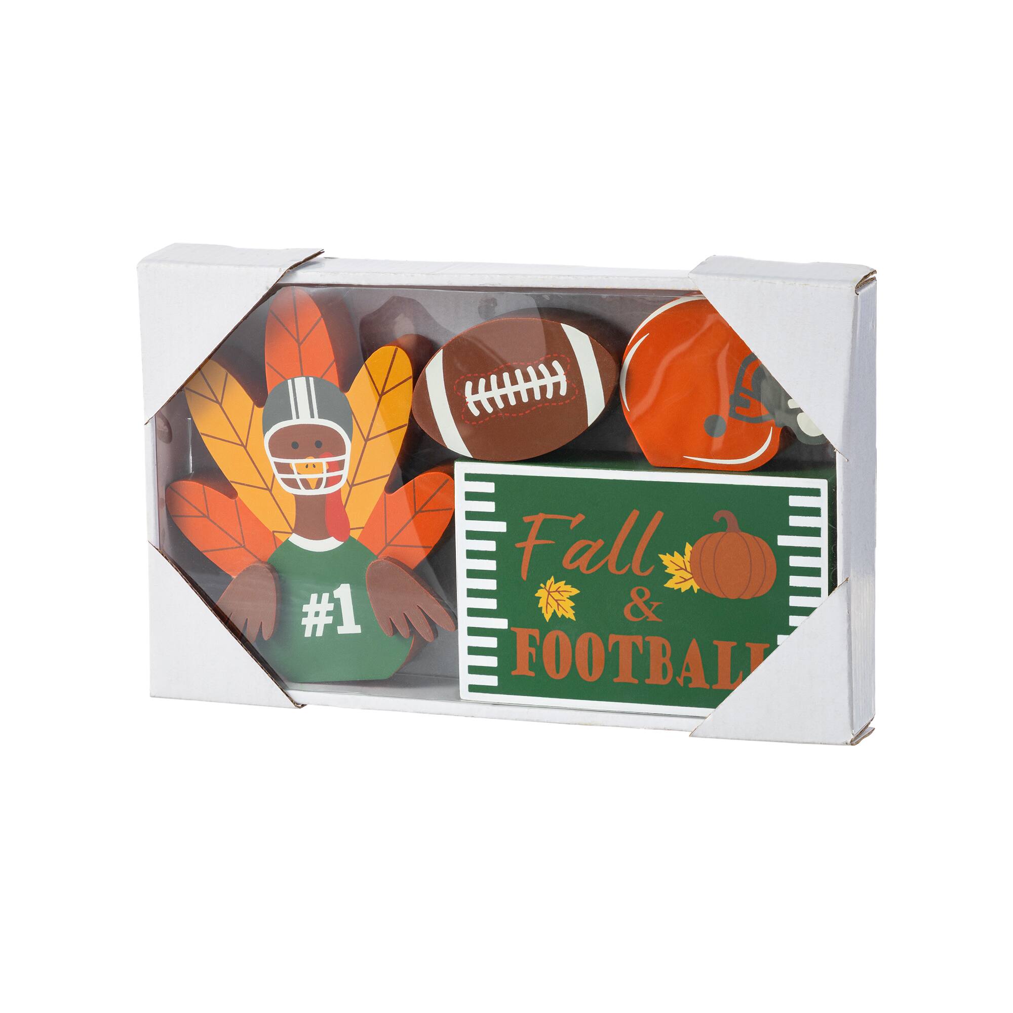 Glitzhome&#xAE; 5.75&#x22;H Thanksgiving Wooden Turkey Table Decor Set
