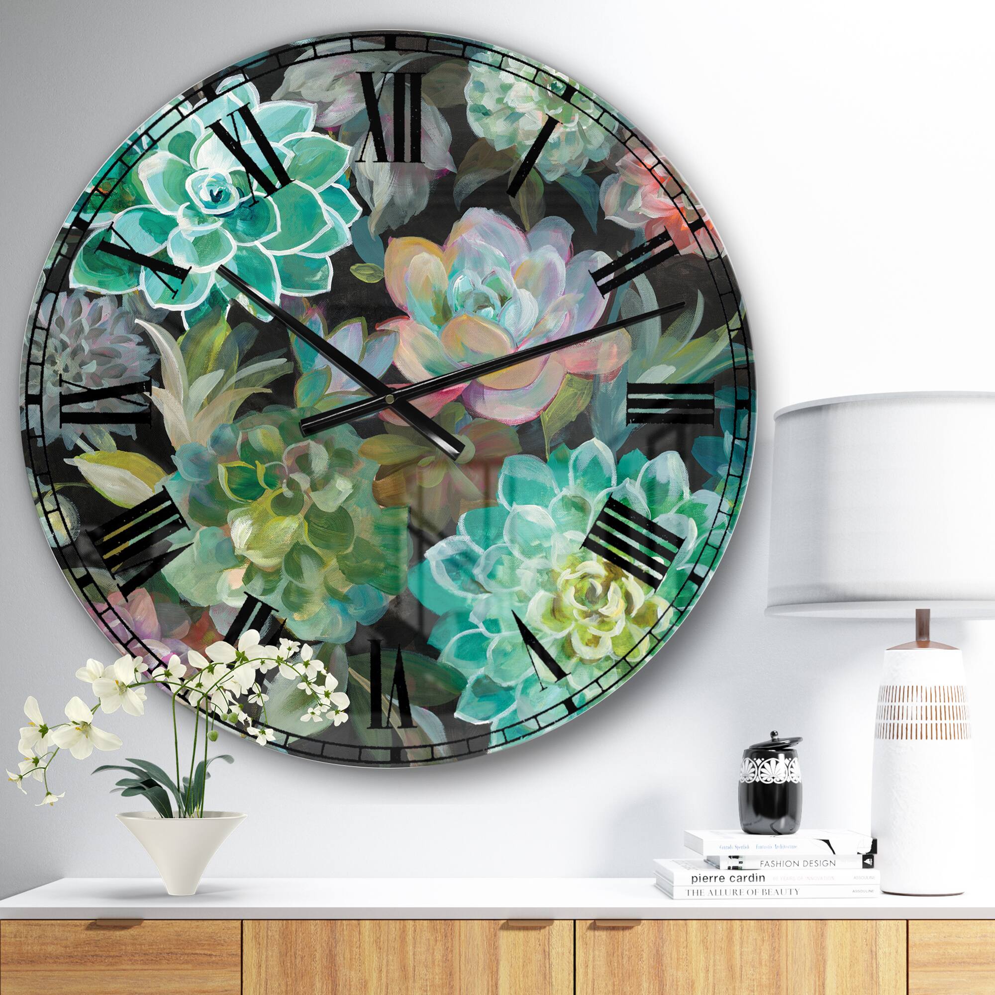 Designart 'Floral Succulents Traditional Wall Clock