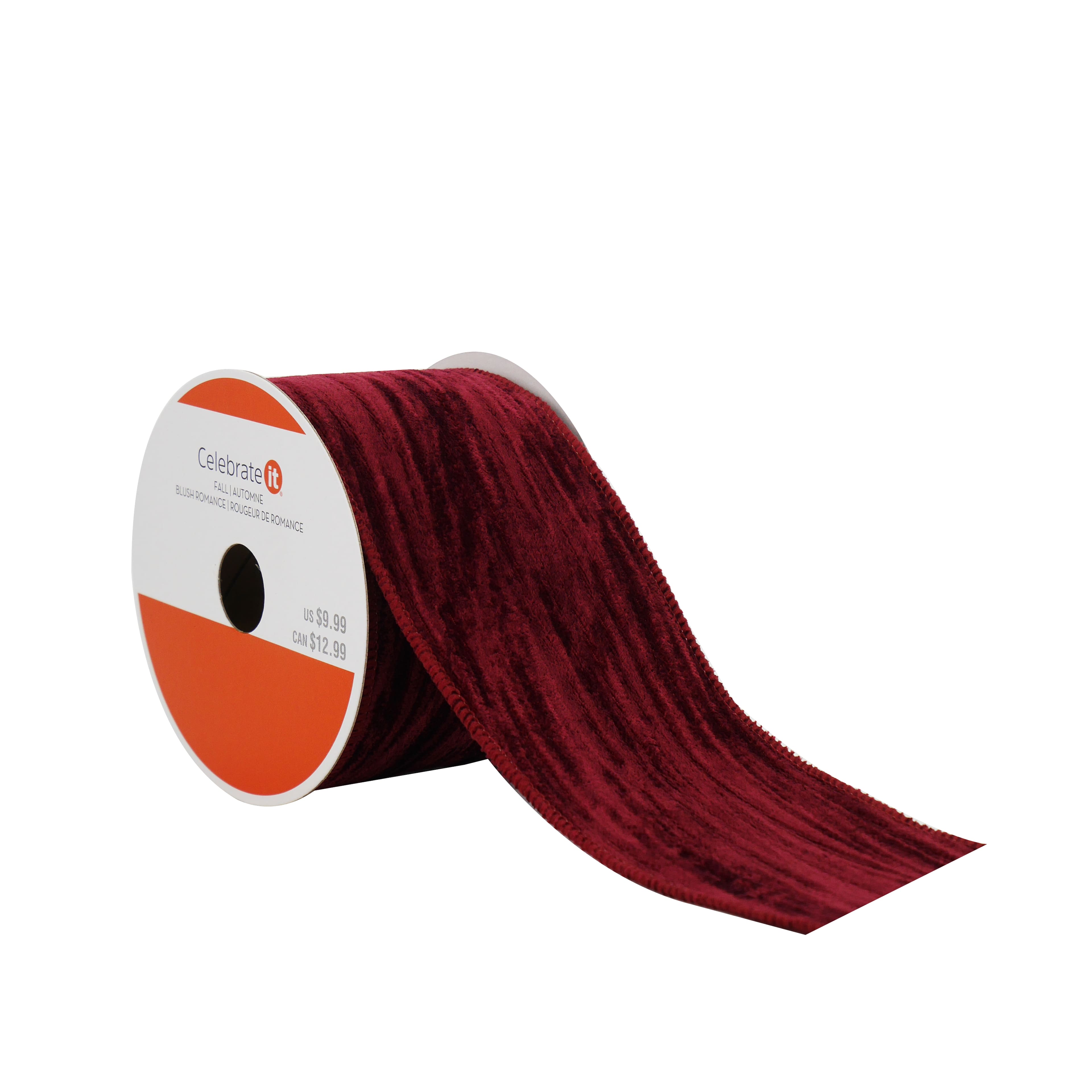 2.5&#x22; x 3yd. Burgundy Wired Velvet Ribbon by Celebrate It&#xAE; Blush Romance