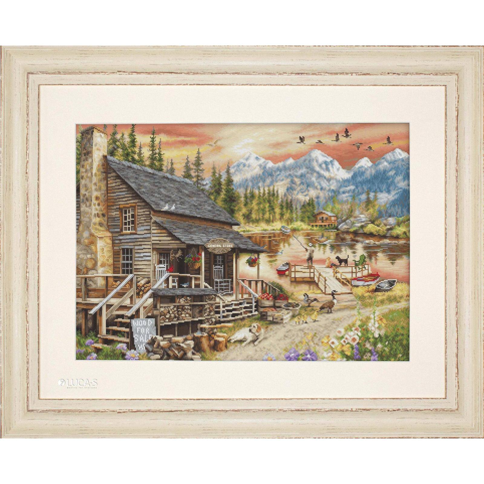 Luca-S Log Cabin General Store Counted Cross-Stitch Kit