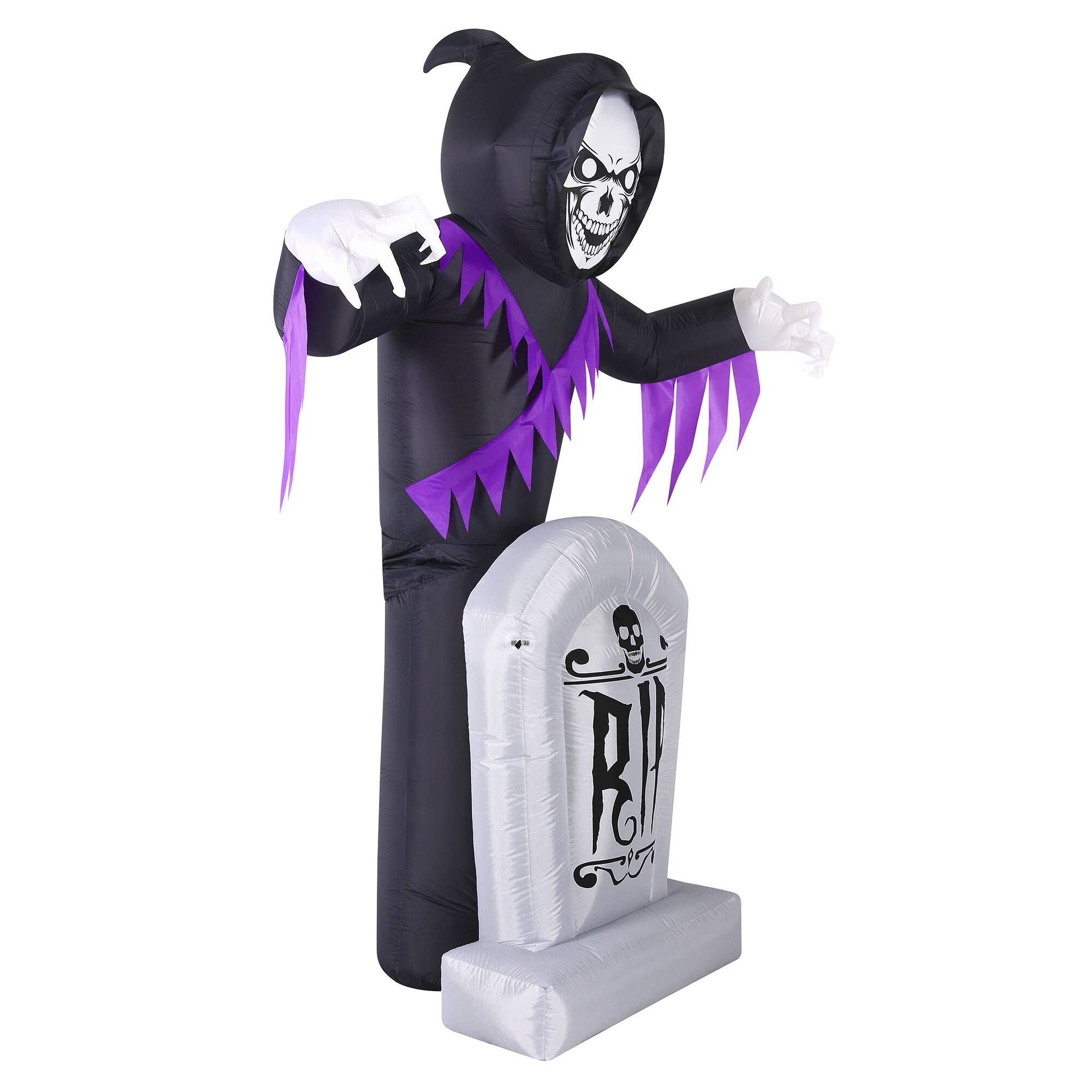 8ft. Inflatable Halloween Reaper Behind Tombstone