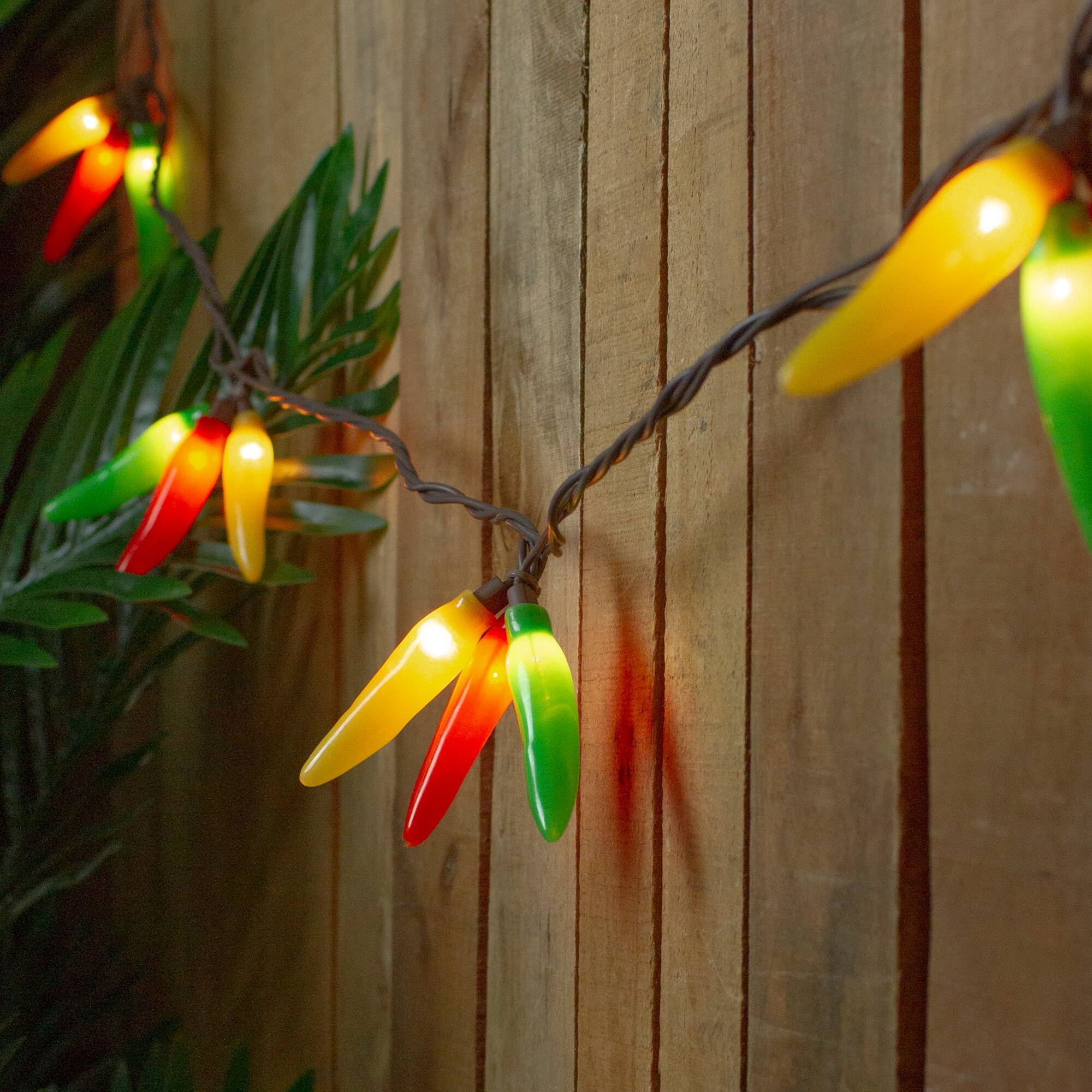 36ct. Orange, Yellow &#x26; Green Chili Pepper Cluster String Lights Set