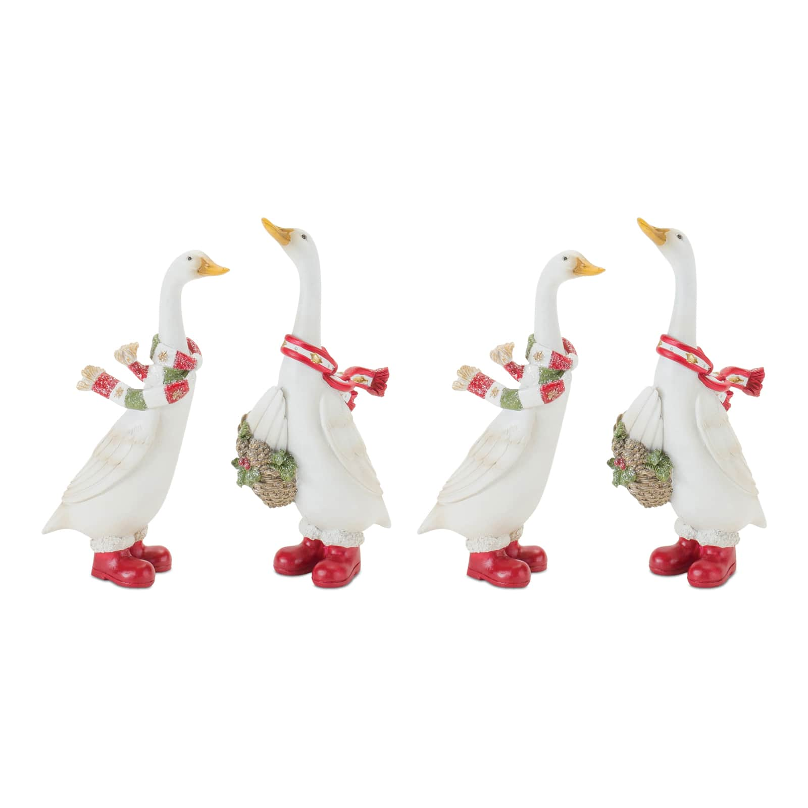 Holiday Goose Figurine with Scarf Accent Set