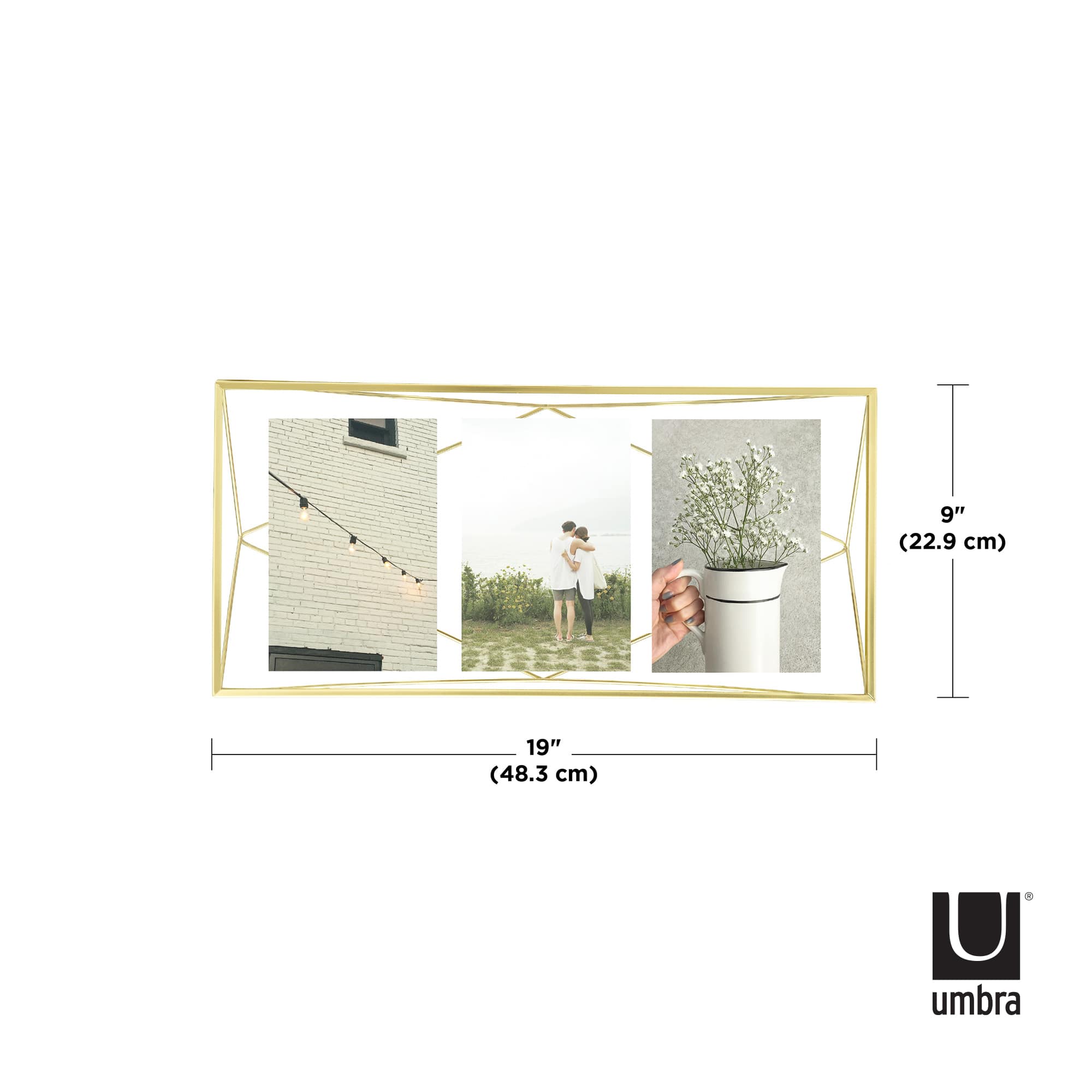 Umbra Matte Brass Prisma 3 Opening Picture Frame