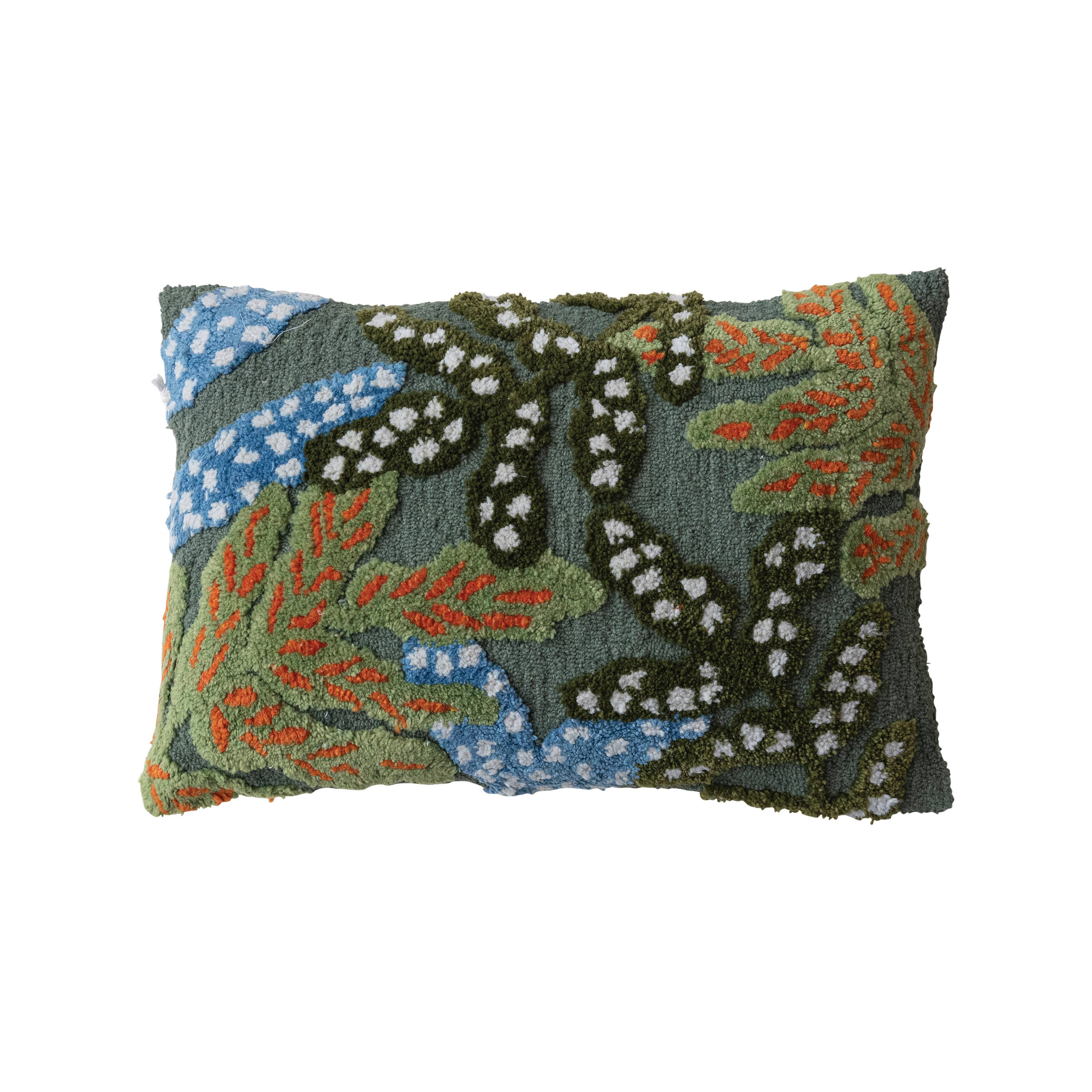 Hello Honey&#xAE; 24&#x22; x 16&#x22; Green Multicolor Tufted Fabric Lumbar Pillow