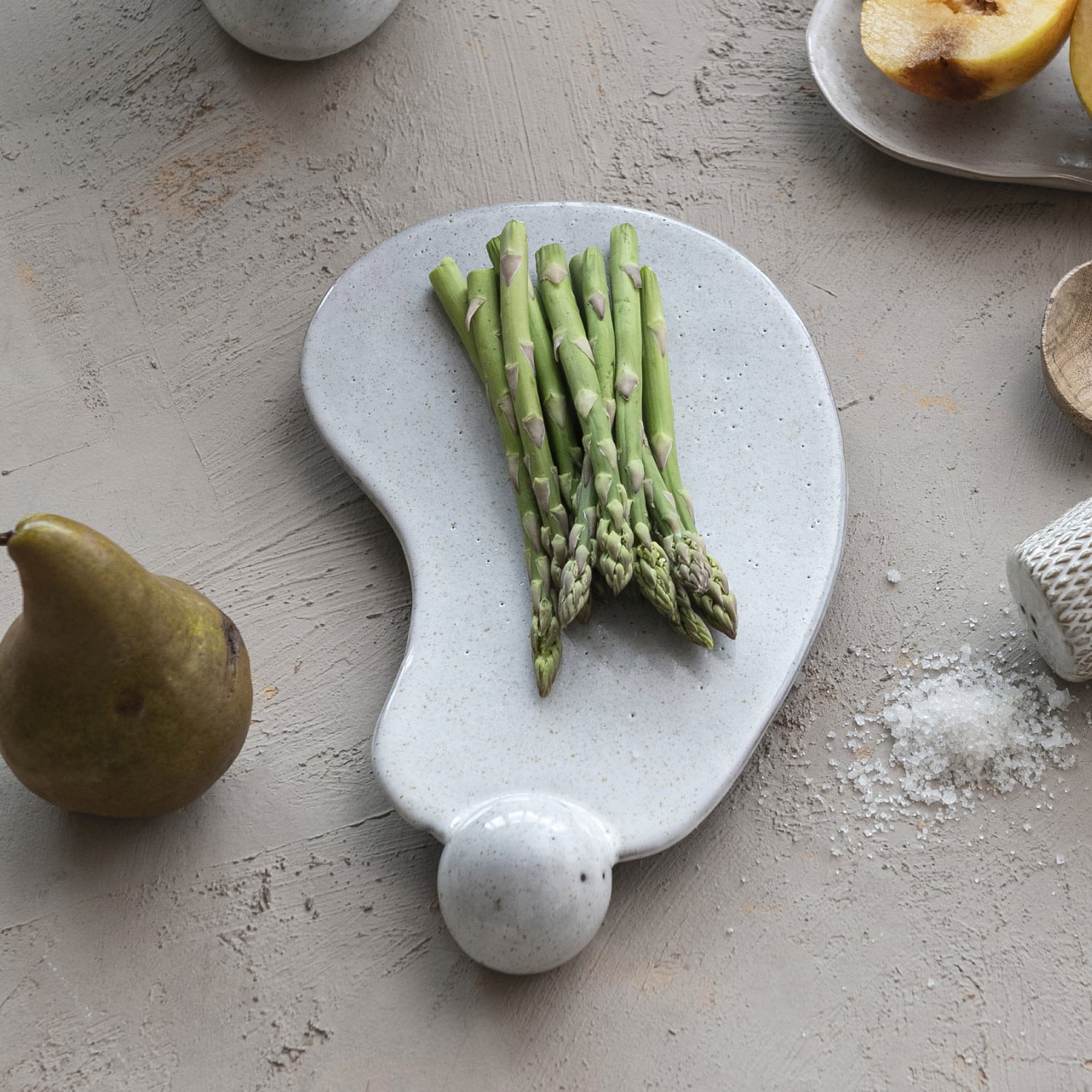 Hello Honey® 10.25" Cream Reactive Glaze Stoneware Tray with Ball