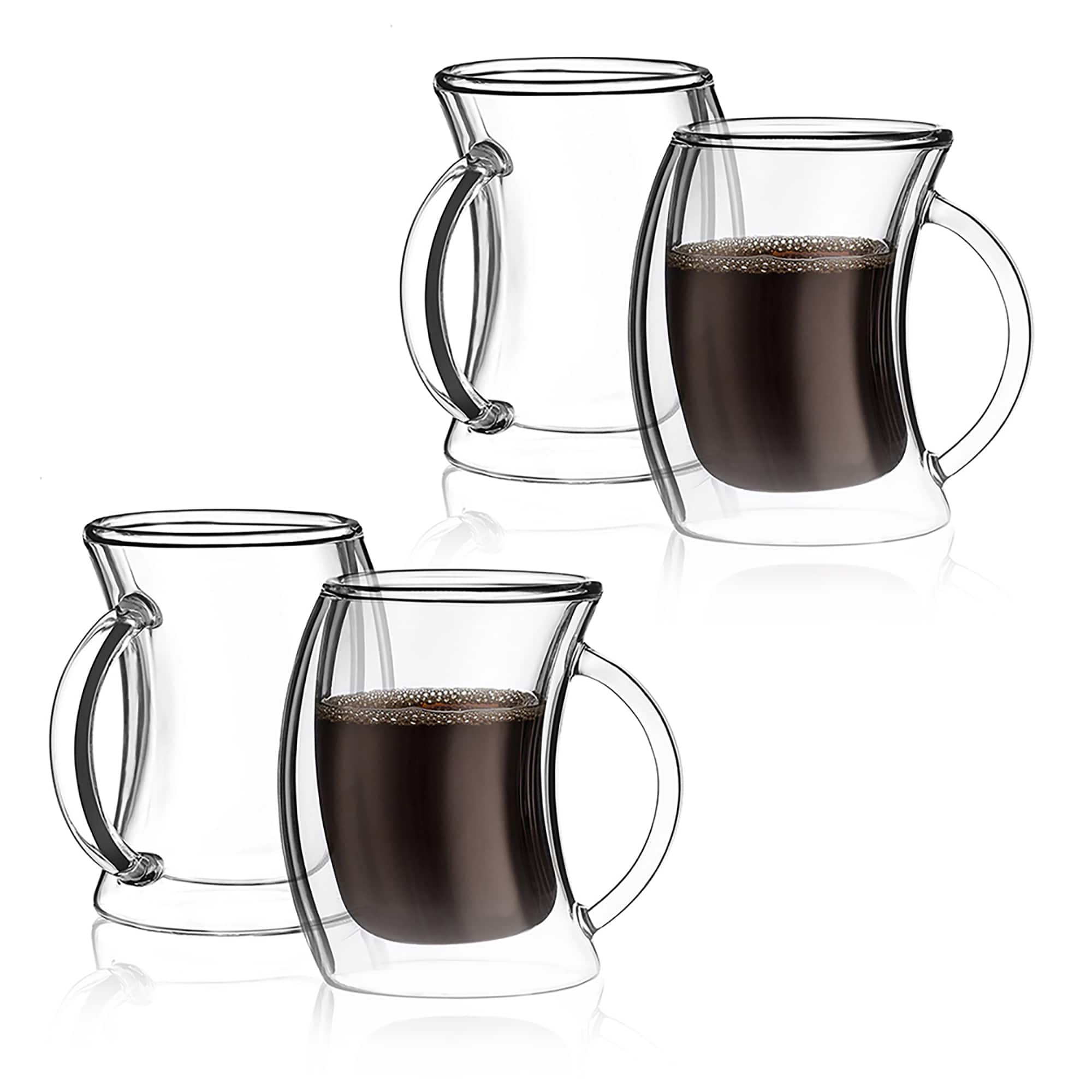 Double wall espresso glass espresso cups 5.4 oz. Set 4 Mug 
