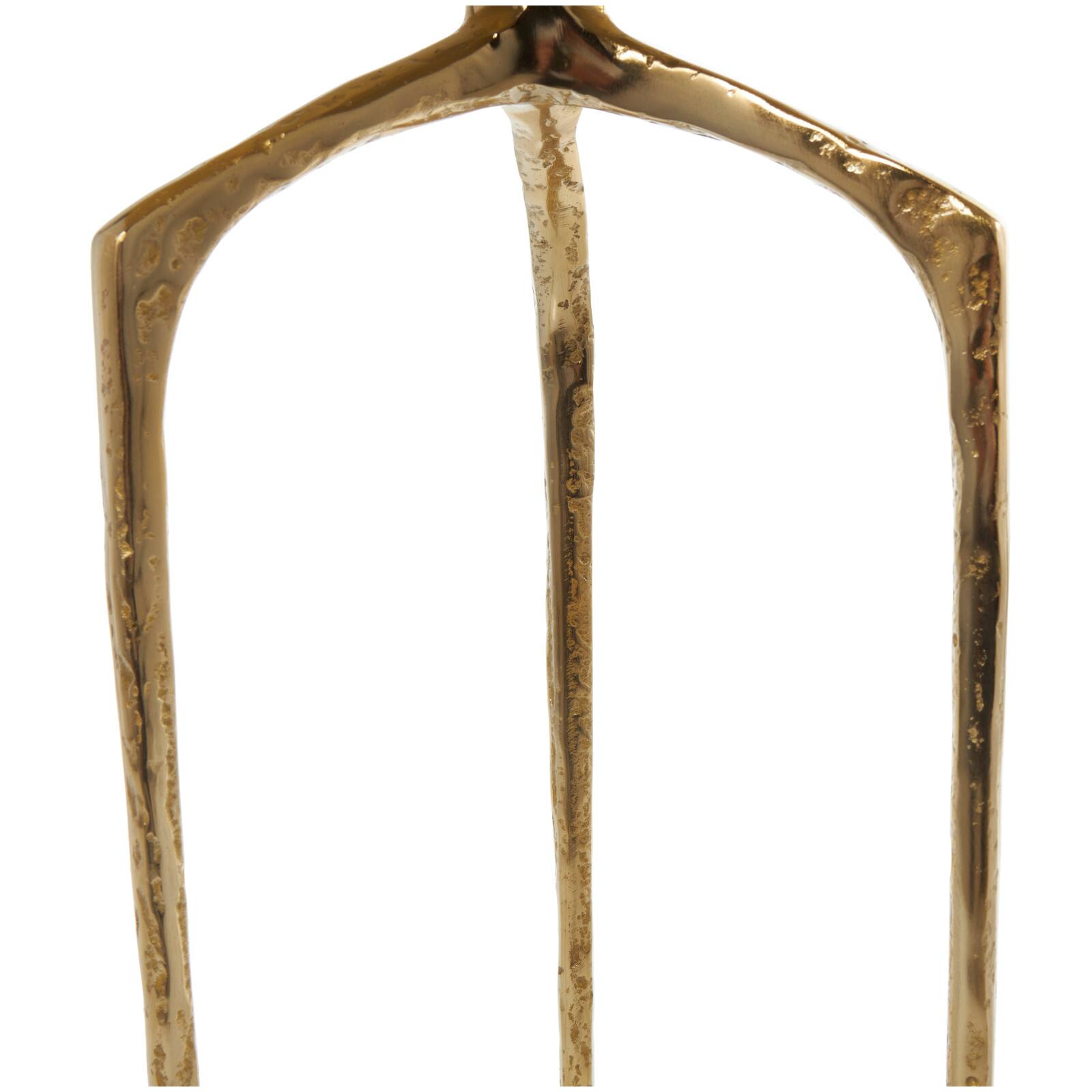 Gold Aluminum Geometric Slim Textured Accent Table