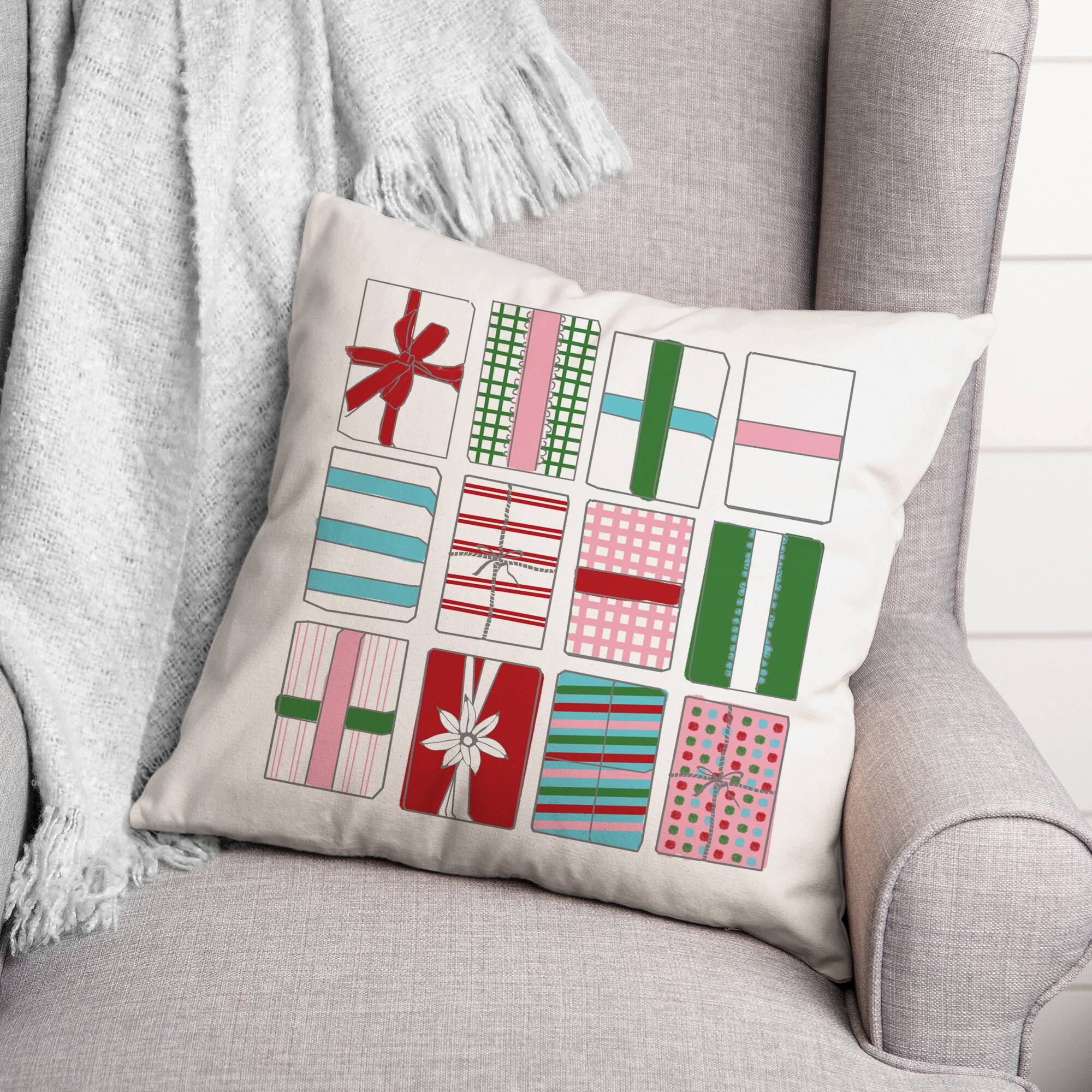 Gift Boxes 18x18 Throw Pillow