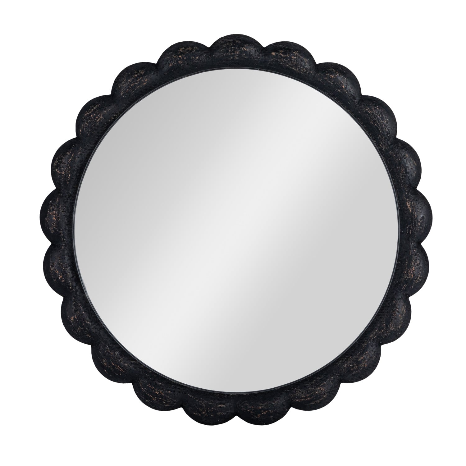 Hello Honey® 27" Black Round Scalloped Wood Wall Mirror