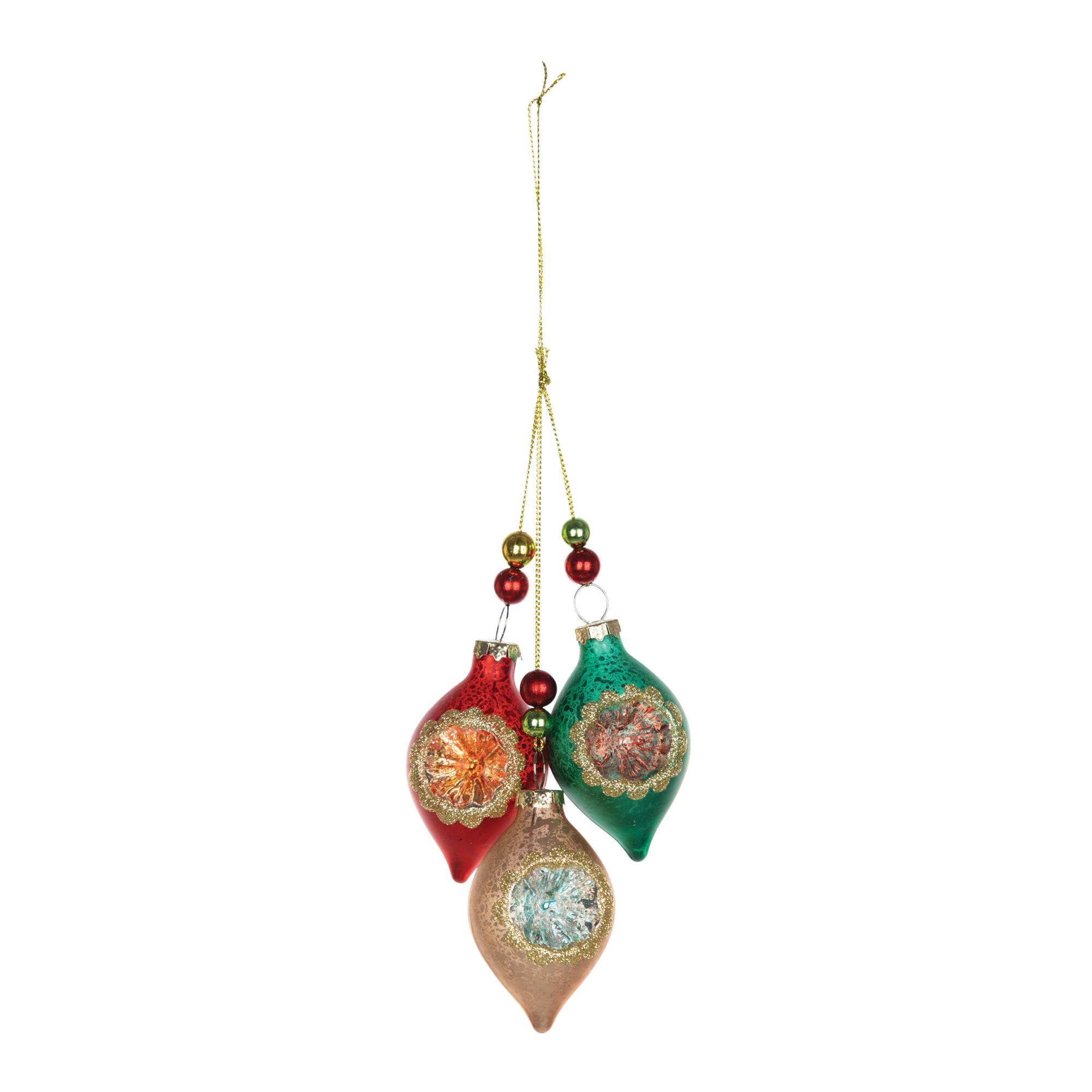 12ct. 10.5&#x22; Glass Reflector Ornament Drop Set