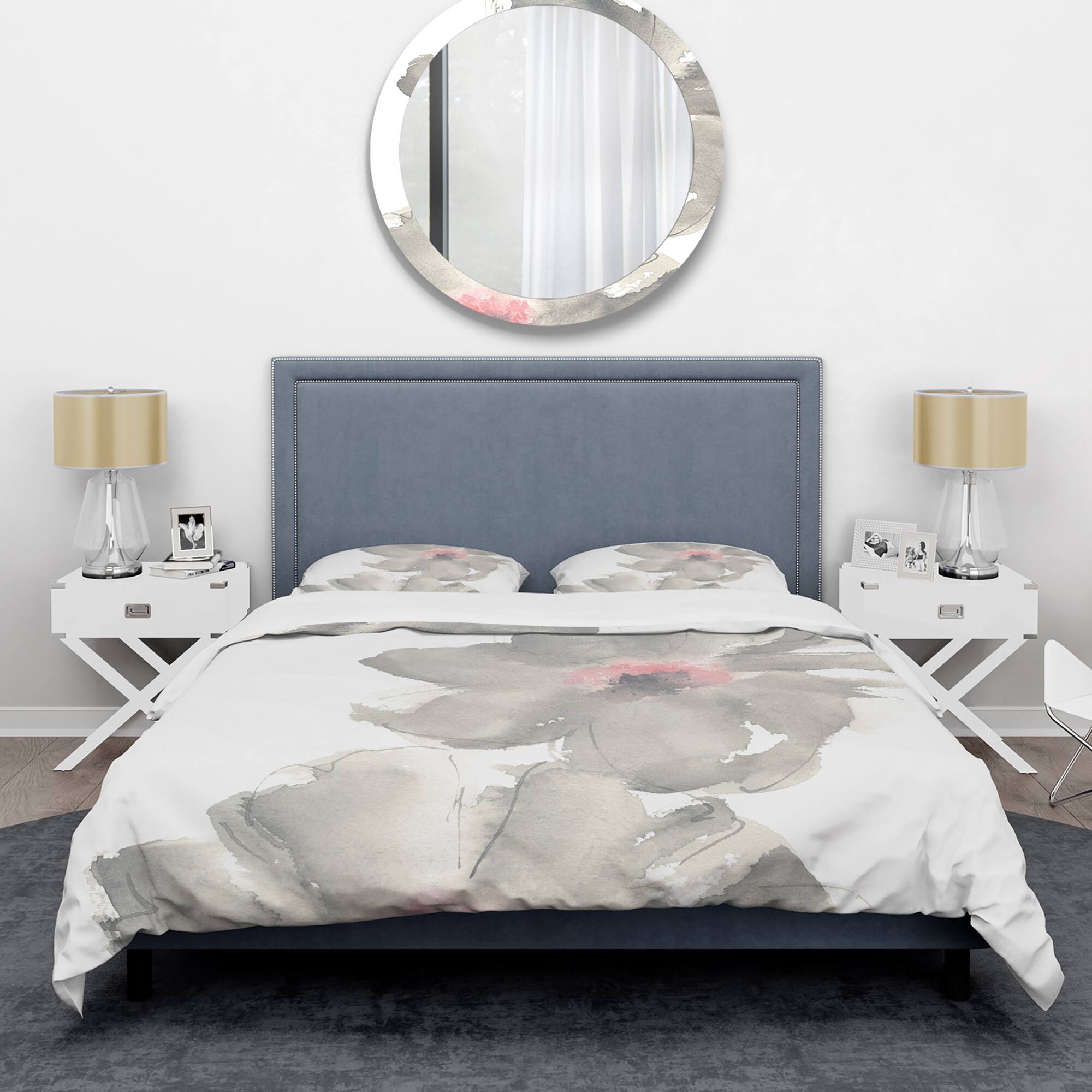 Designart &#x27;Shabby Gray Blush Cosmo I&#x27; Shabby Bedding Set - Duvet Cover &#x26; Shams
