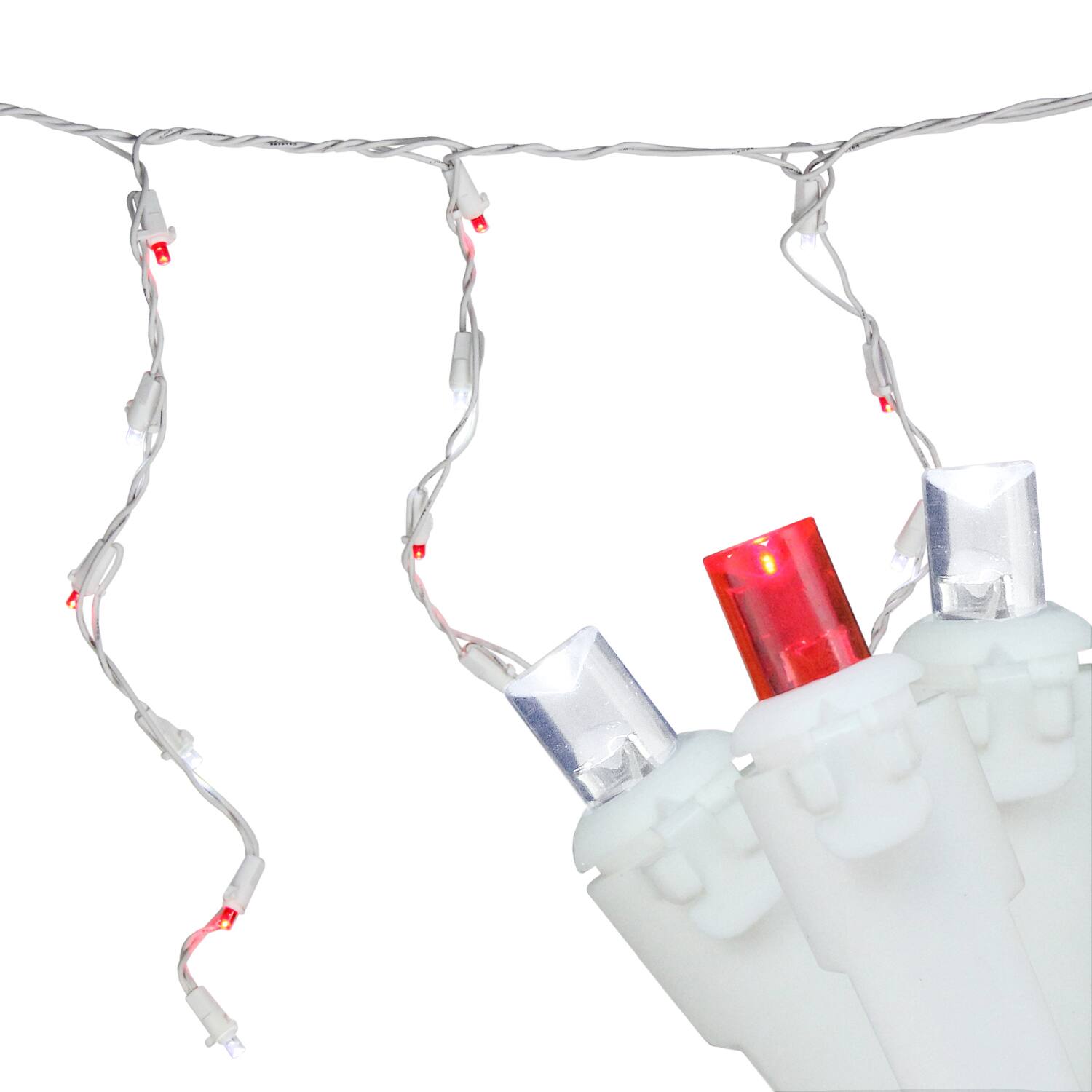 100ct. LED Wide Angle Icicle Christmas Lights With White Wire