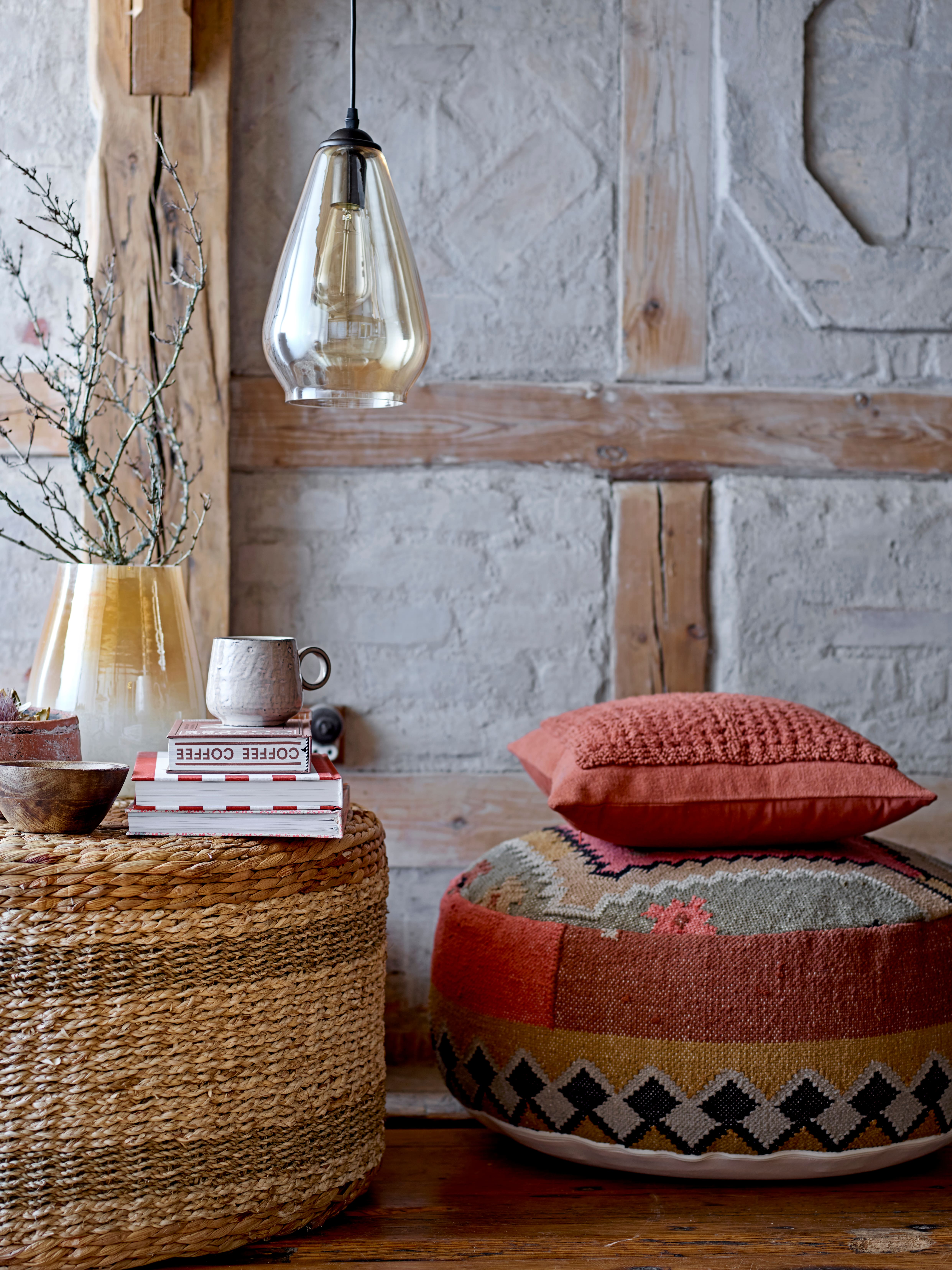 Hello Honey® Multicolor Handwoven Cotton Kilim Pouf