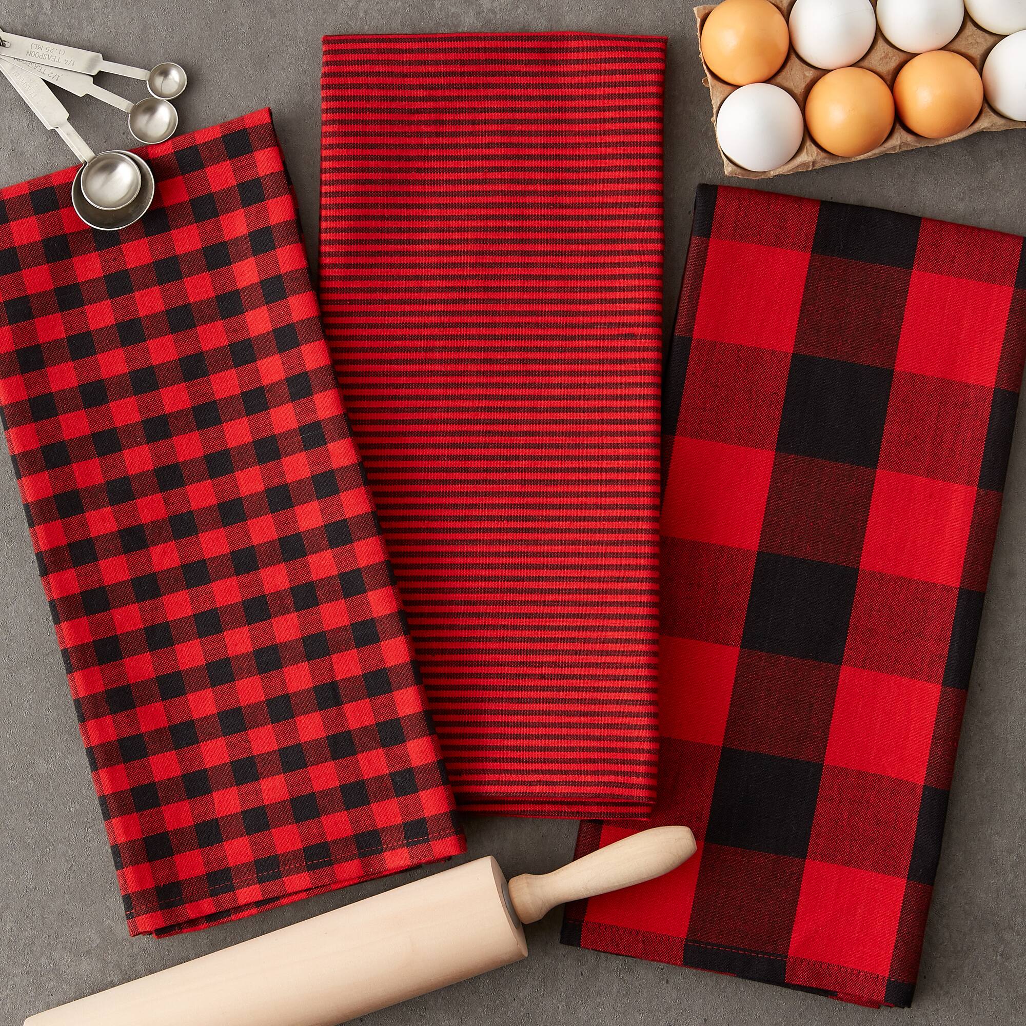 DII® Red/Black Dishtowel Set