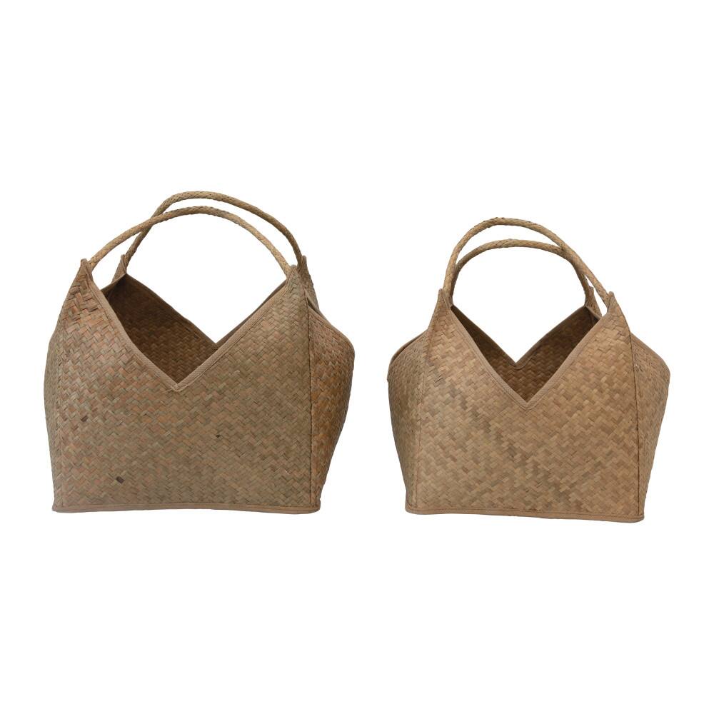 Hello Honey® Natural Square Seagrass Basket with Handles Set
