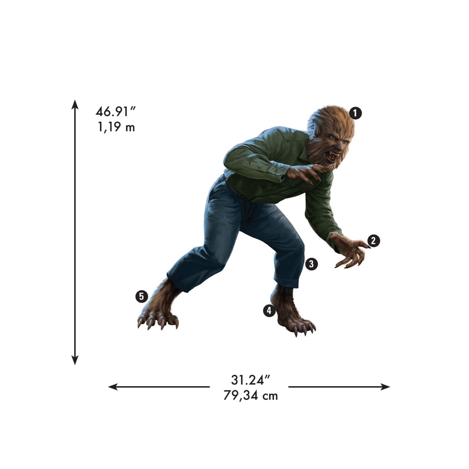RoomMates Classic Monsters The Wolfman Giant Peel &#x26; Stick Wall Decals