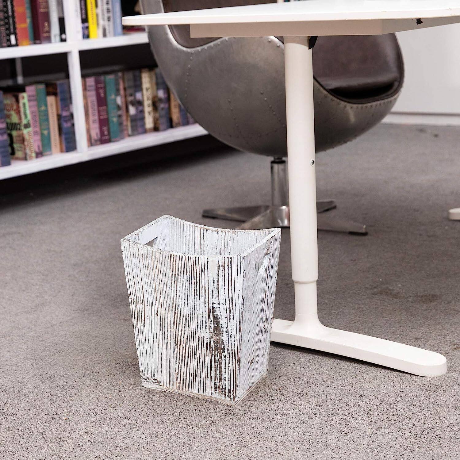 Rustic Farmhouse Style Wood Wastebasket Bin