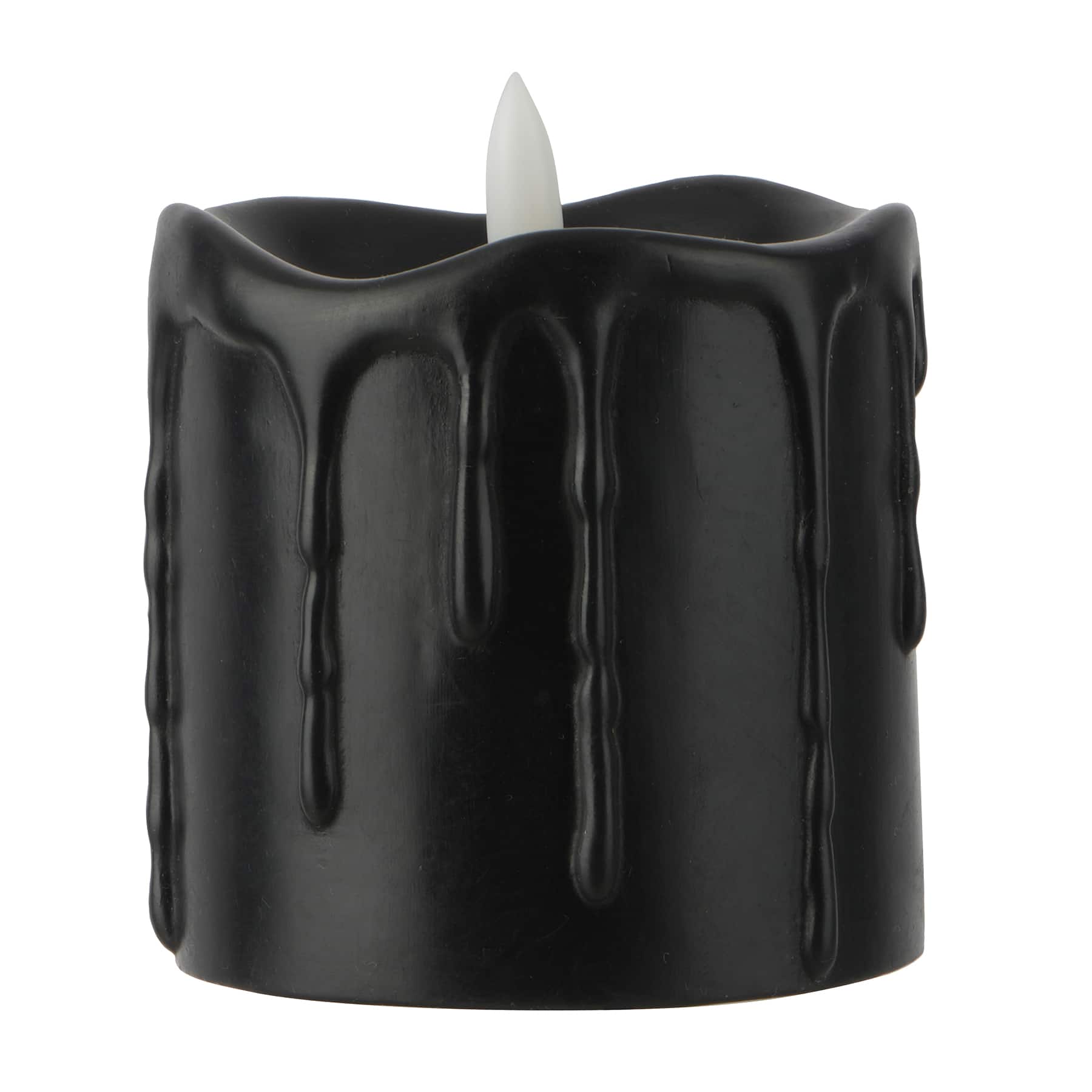 3&#x22; x 3&#x22; Black Dripping LED Wax Pillar Candle by Ashland&#xAE;