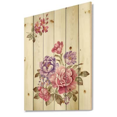 Designart - Bouquet of Pink and Purple Flowers I - Farmhouse Print on ...