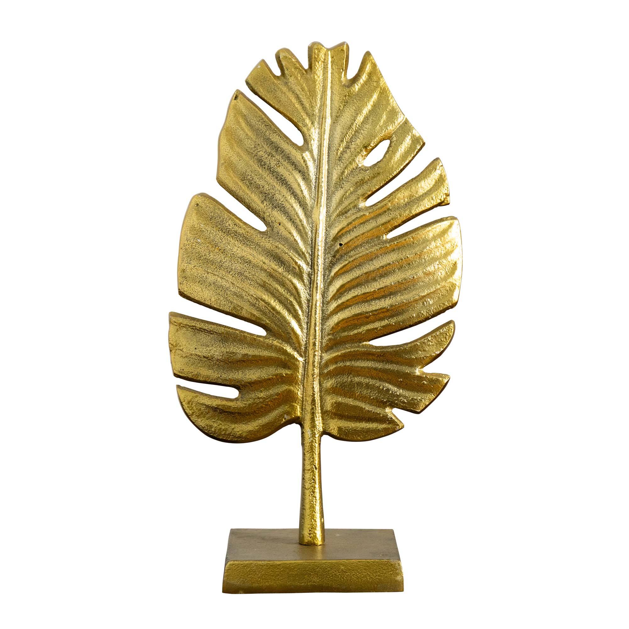 15.5&#x22; Golden Leaf Sculpture Decorative Accent