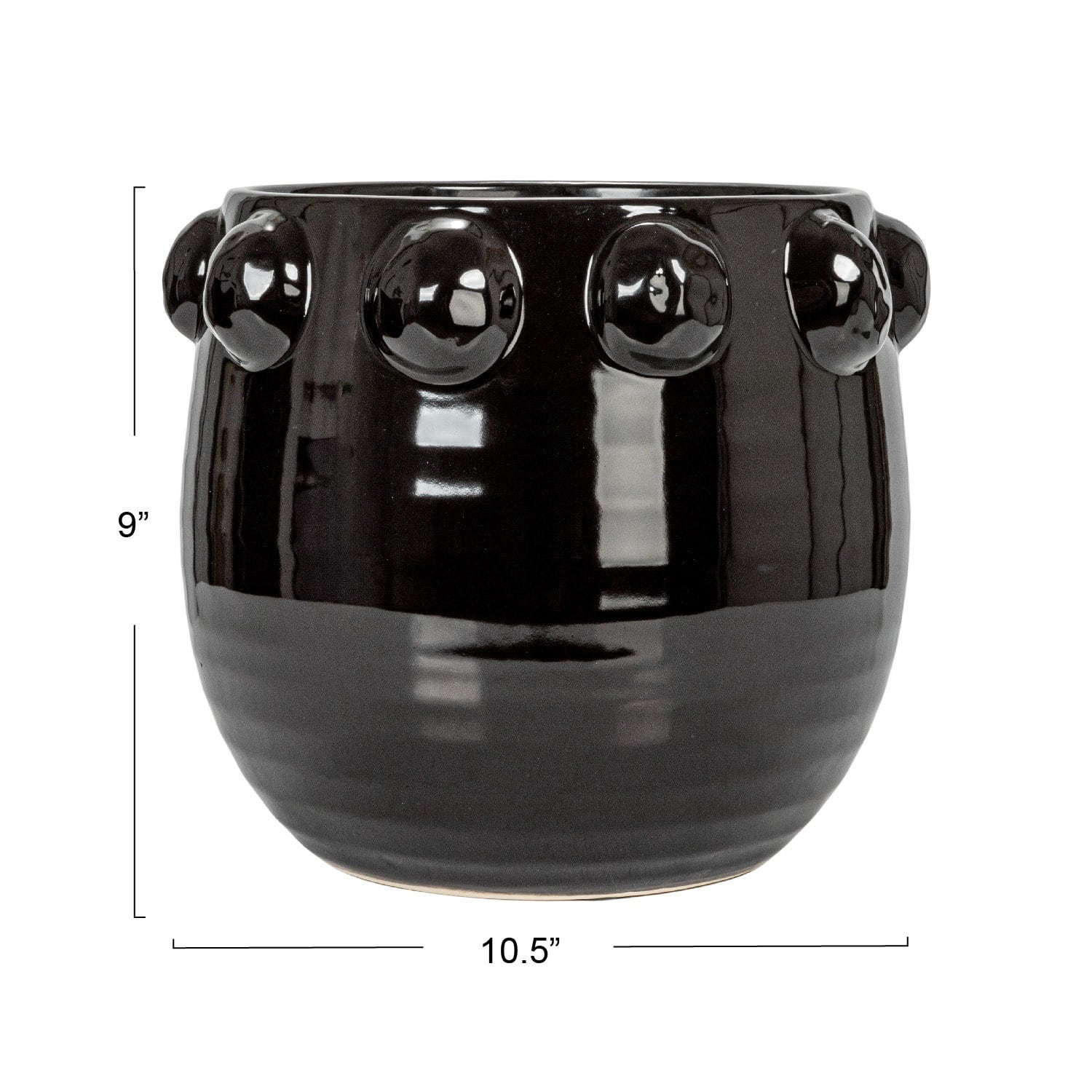 Hello Honey&#xAE; 10.5&#x22; Black Raised Dots Terra Cotta Planter
