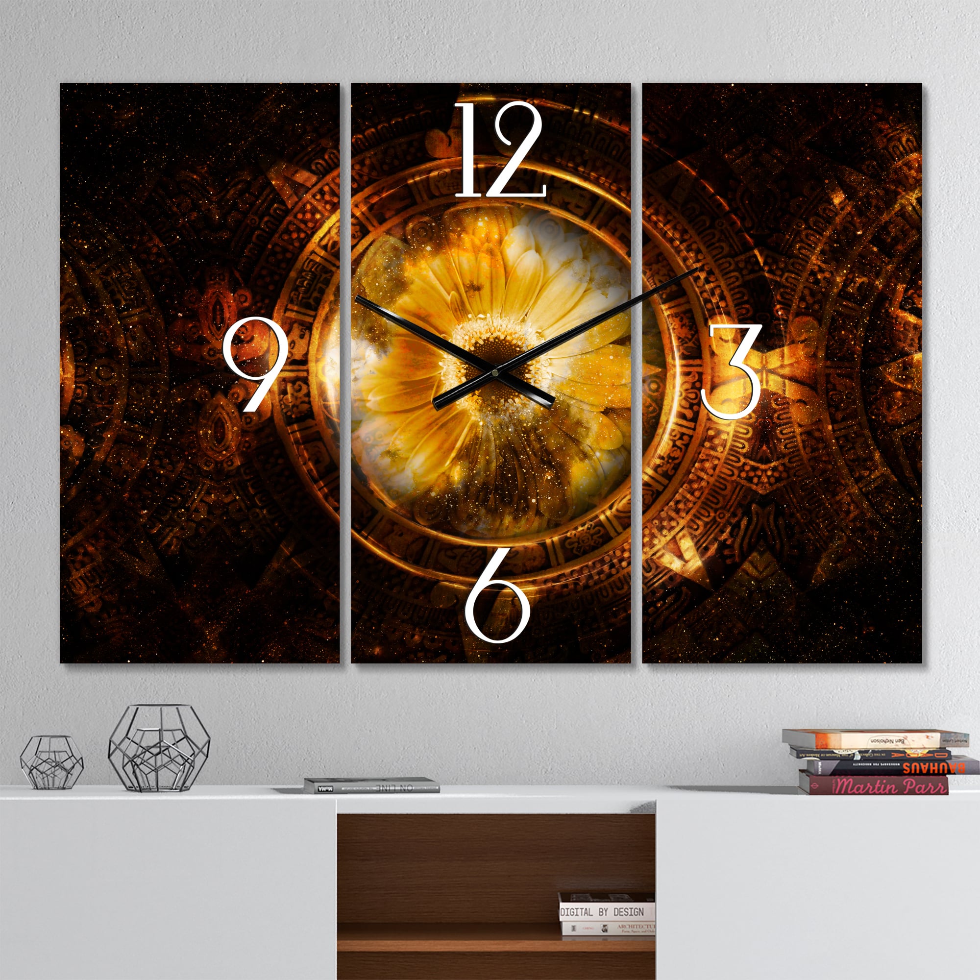 Designart 'Ancient Mayan Calendar Collage Modern Multipanel Wall Clock