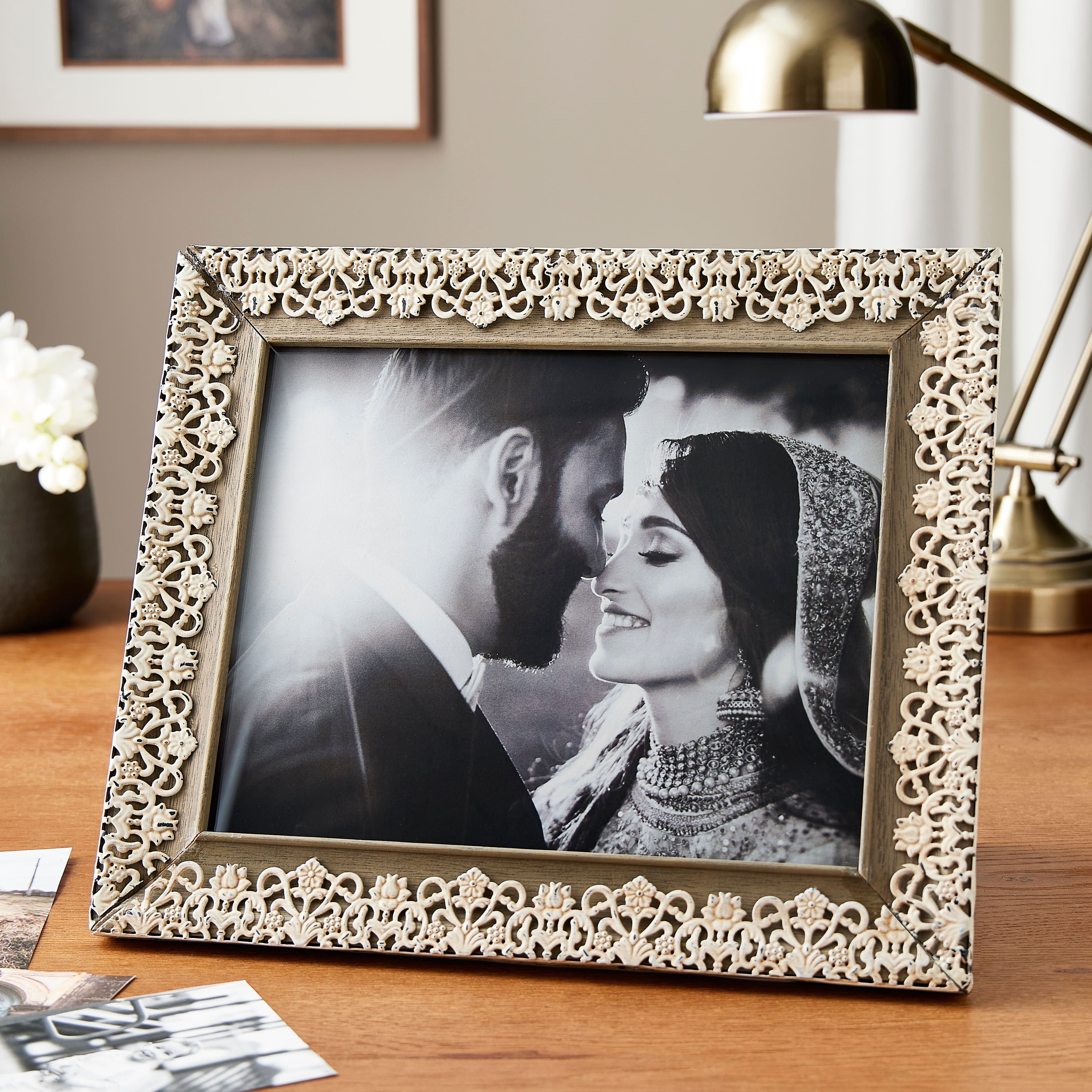 Gray Lace Overlay Frame, 8&#x22; x 10&#x22;, Expressions&#x2122; By Studio D&#xE9;cor&#xAE;