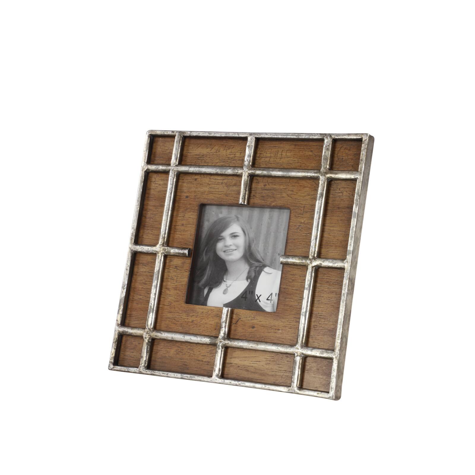 Brown Wood Grain Grid 4&#x22; x 4&#x22; Frame
