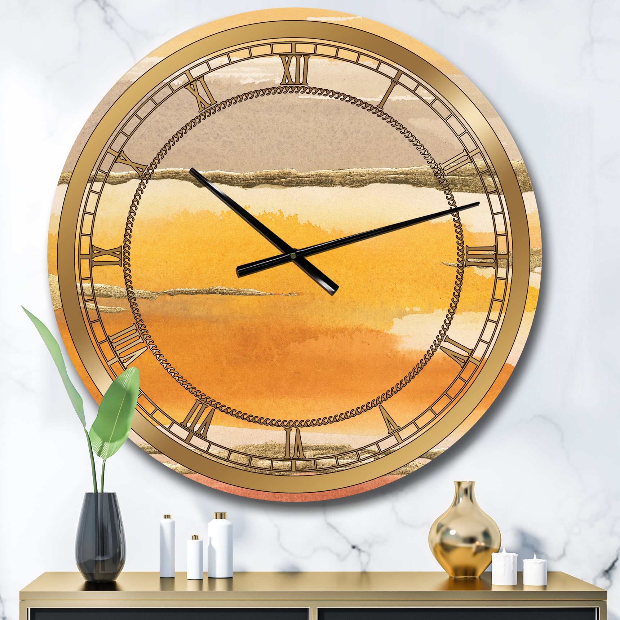 Designart Gilded Amber II Glam Wall Clock