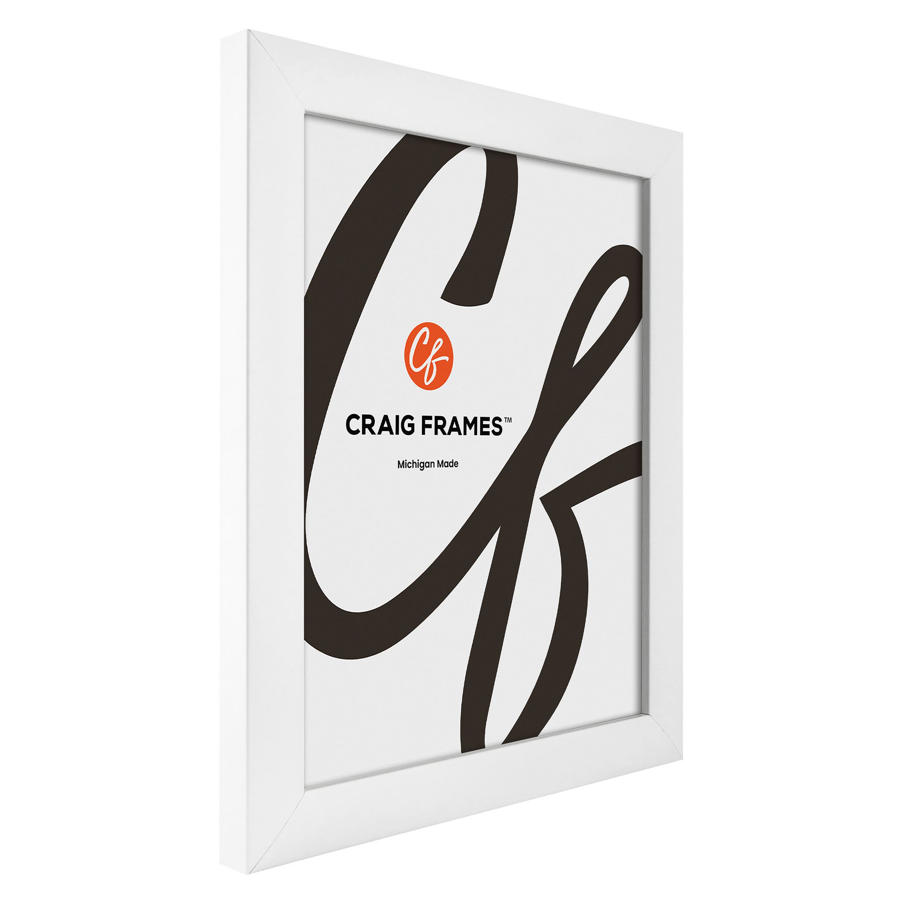 Craig Frames Contemporary White Satin Picture Frame with Mat
