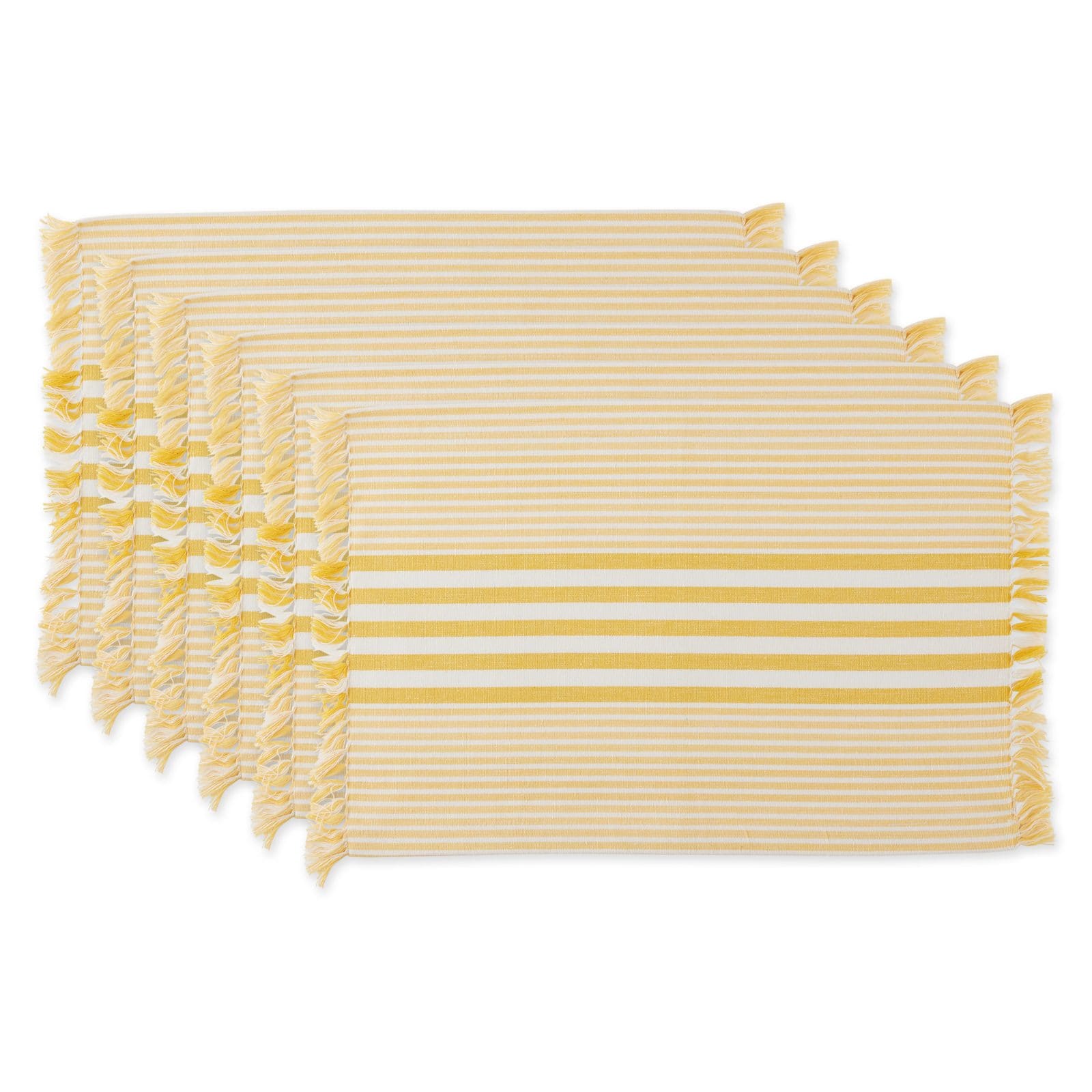 DII&#xAE; Deep Yellow Stripes With Fringe Placemats, 6ct.