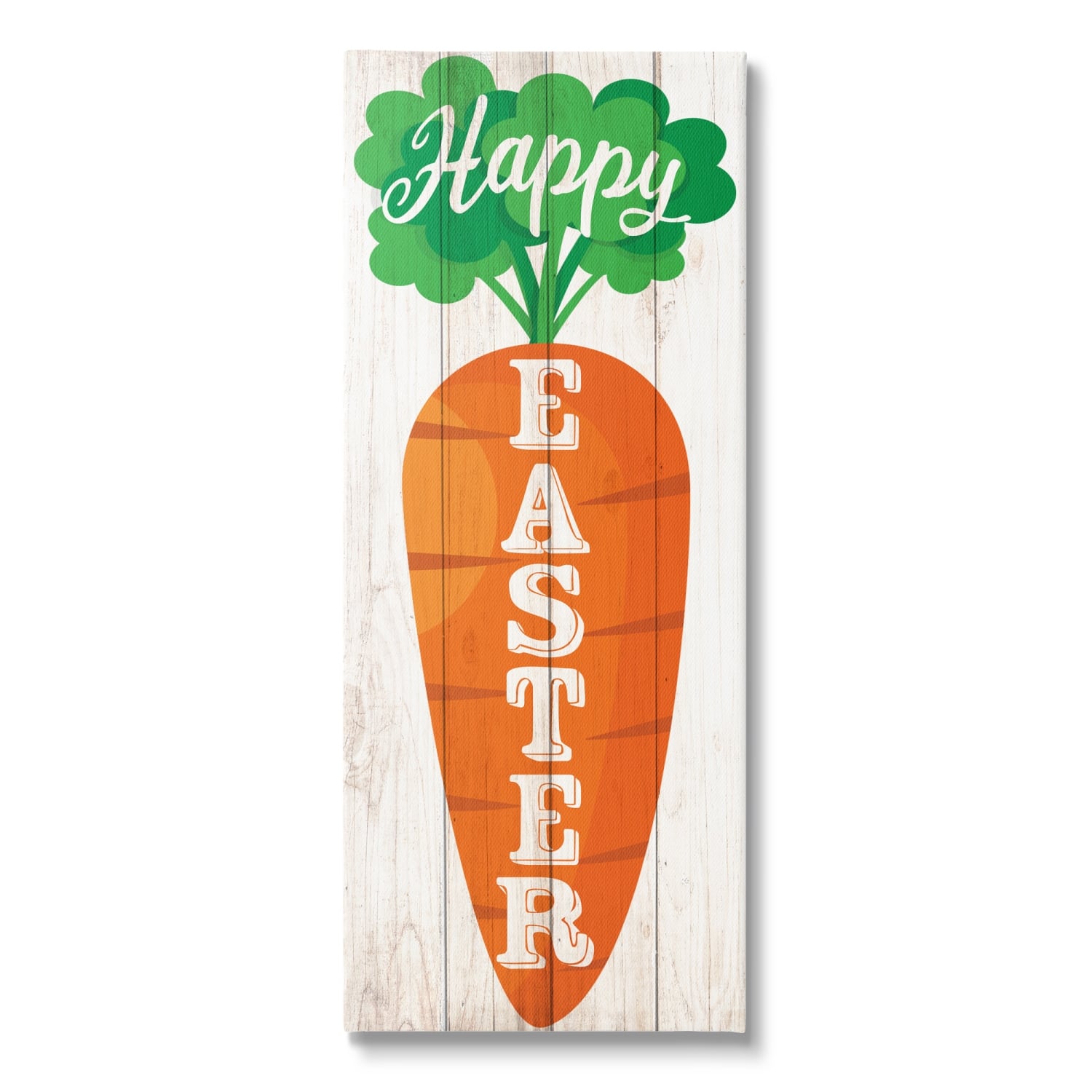 Stupell Industries Happy Easter Vertical Rustic Carrot Sign Phrase Canvas Wall Art