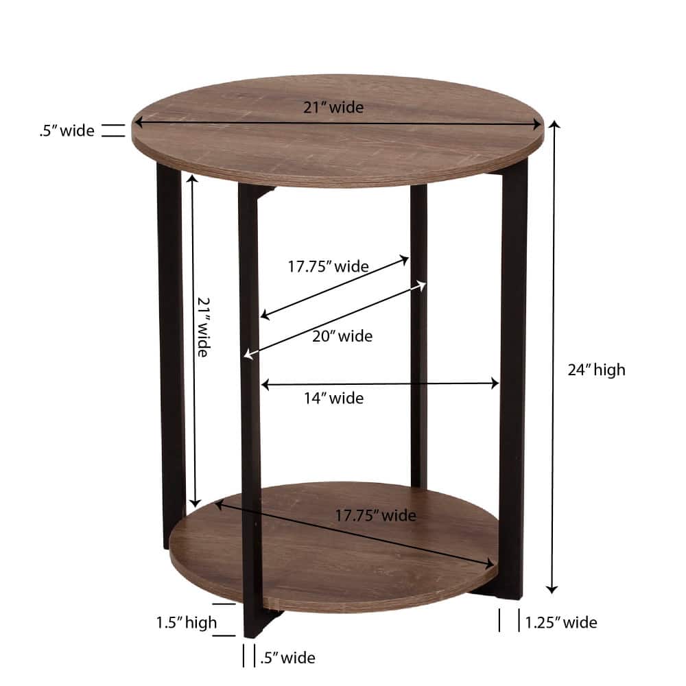 Household Essentials Jamestown 24" Round End Table