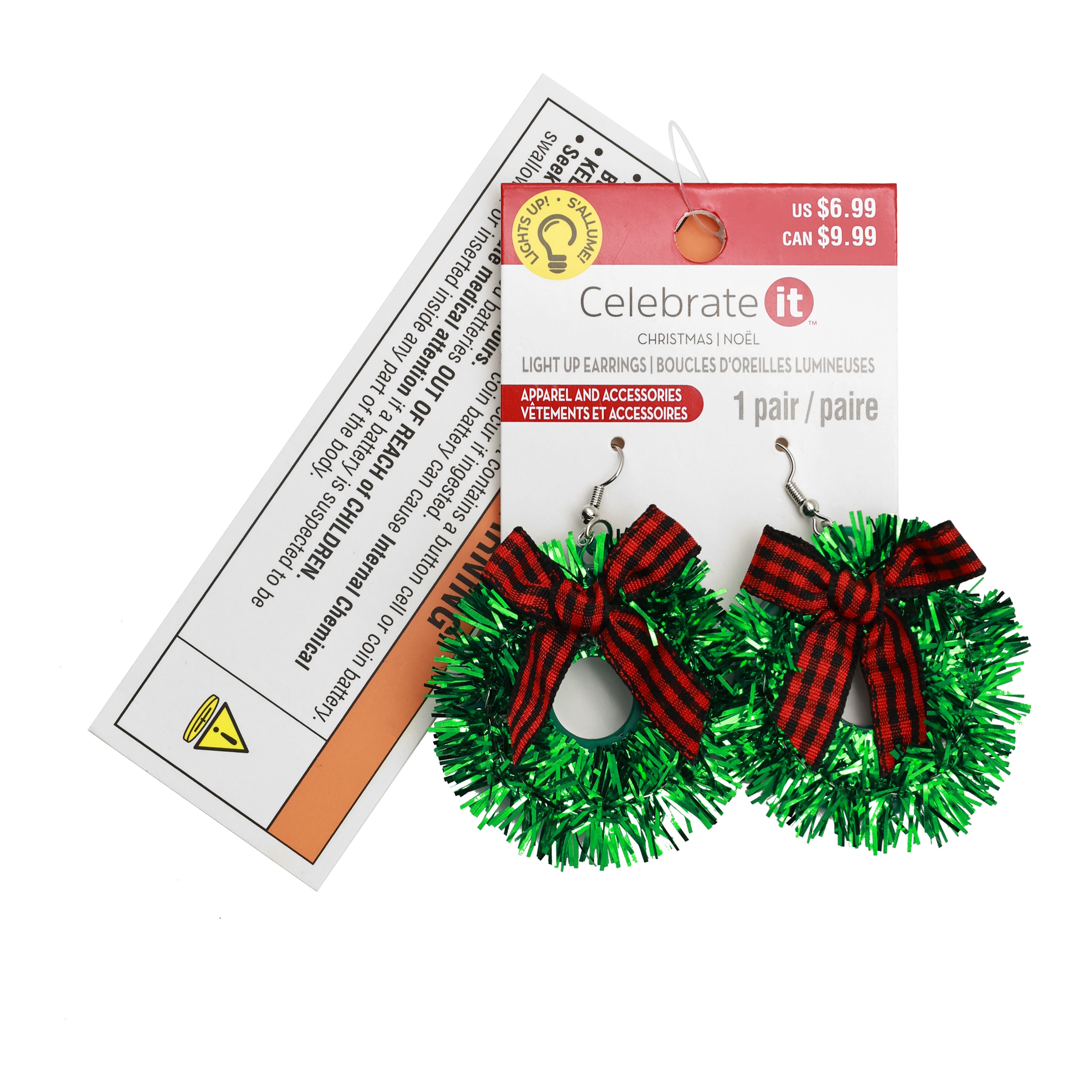 Tinsel Wreath Light-Up Earrings by Celebrate It&#x2122;