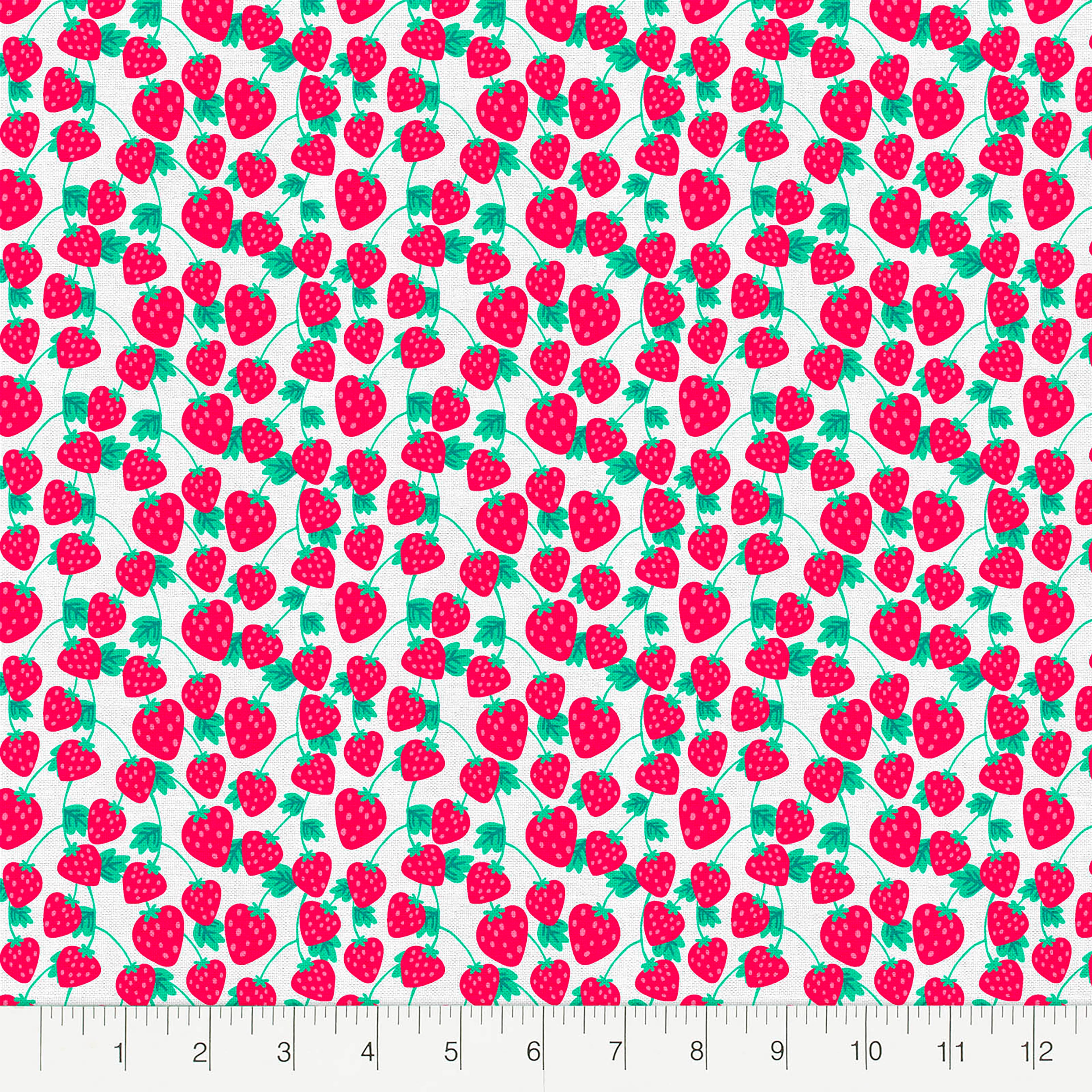 Fabric Editions White Spring Garden Berry Cotton Fabric