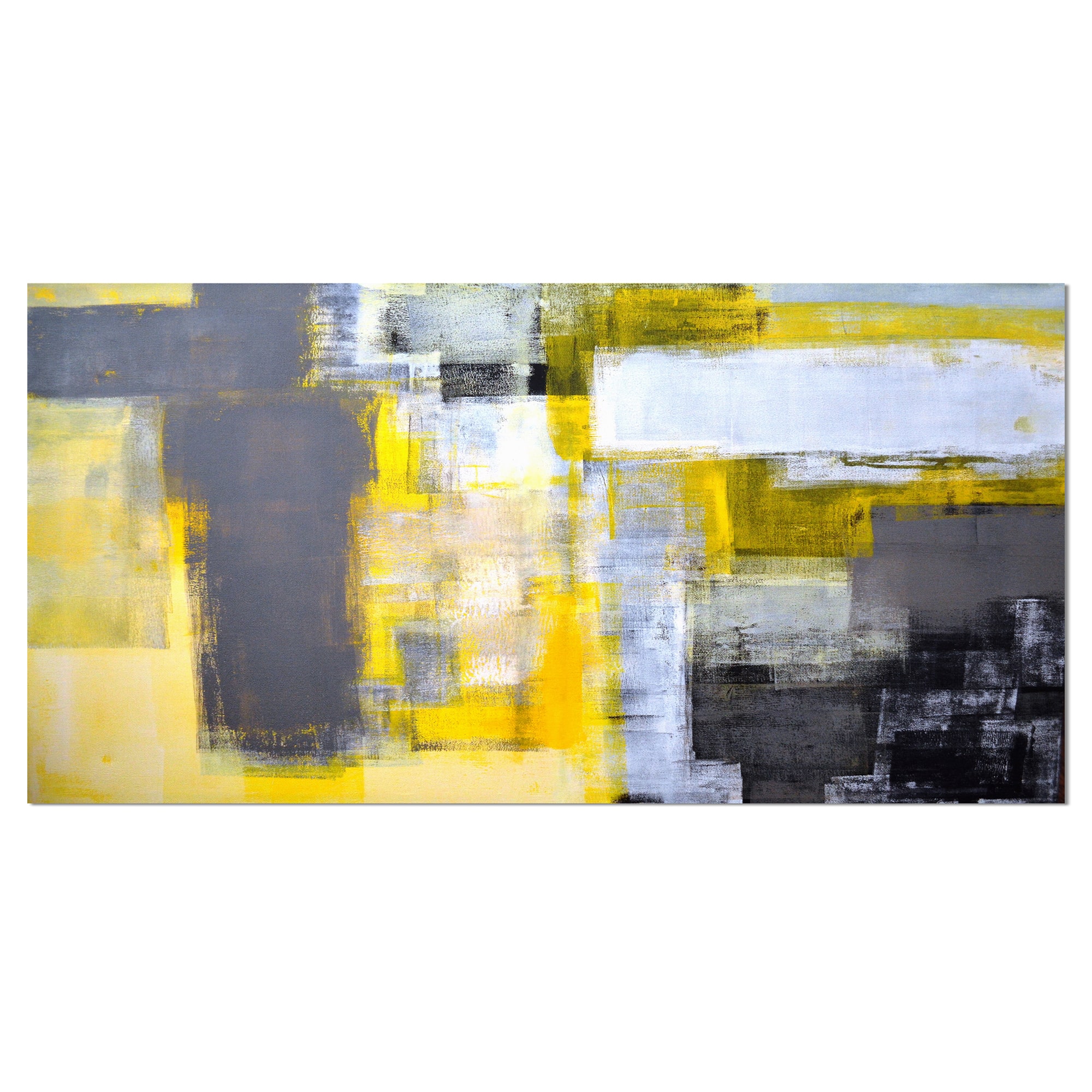 Designart - Grey and Yellow Blur Abstract - Abstract Canvas Art Print