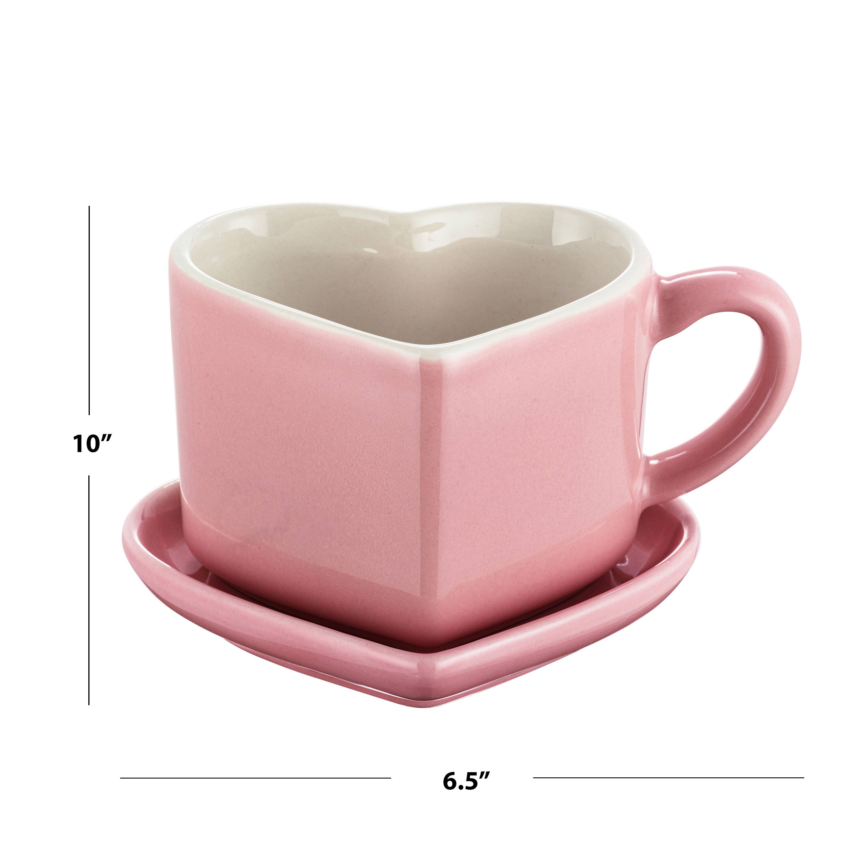 Miss Valentine Pink Ceramic Candy Heart Mug & Saucer