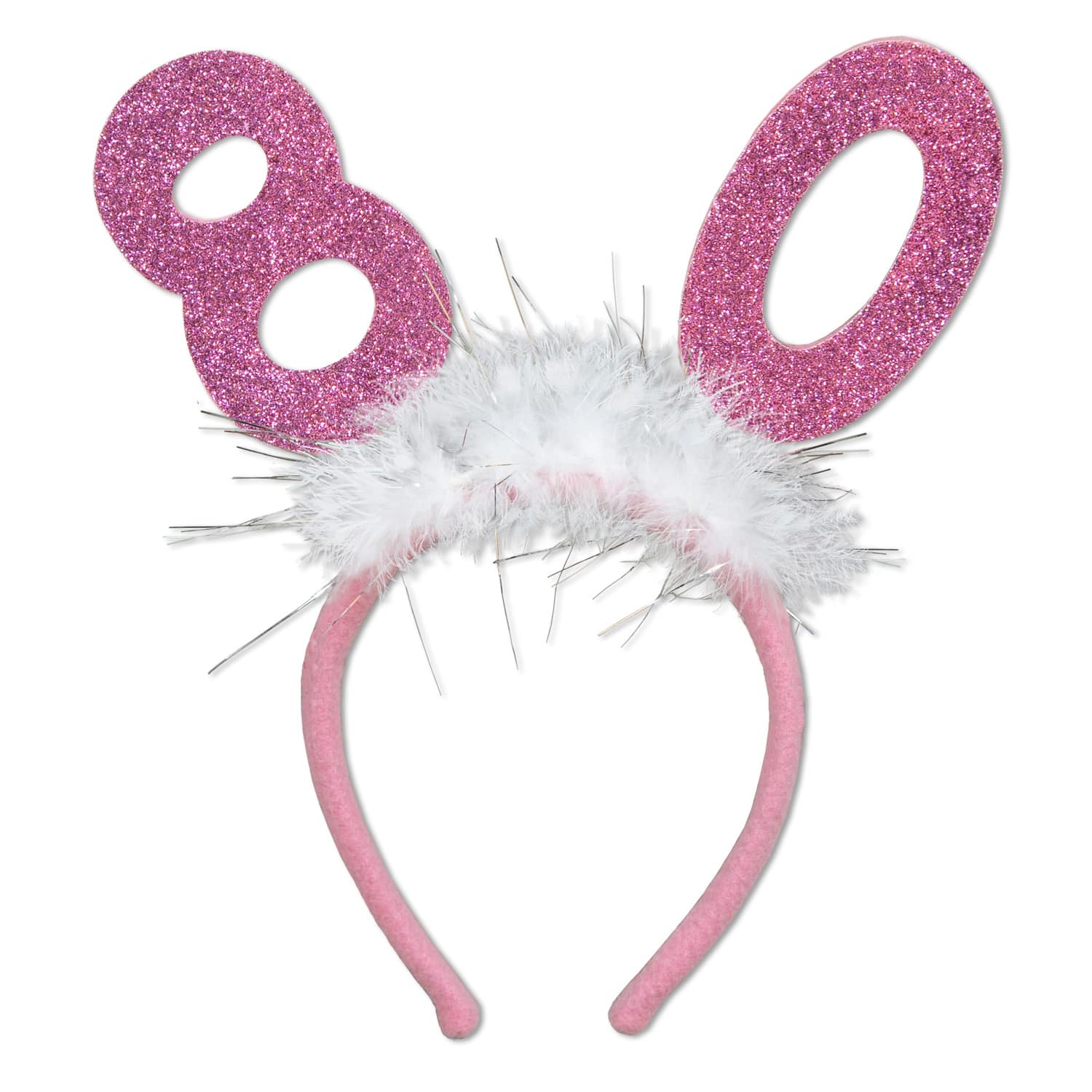 Beistle Adult Pink "80" Glittered Boppers with Marabou, 2ct.