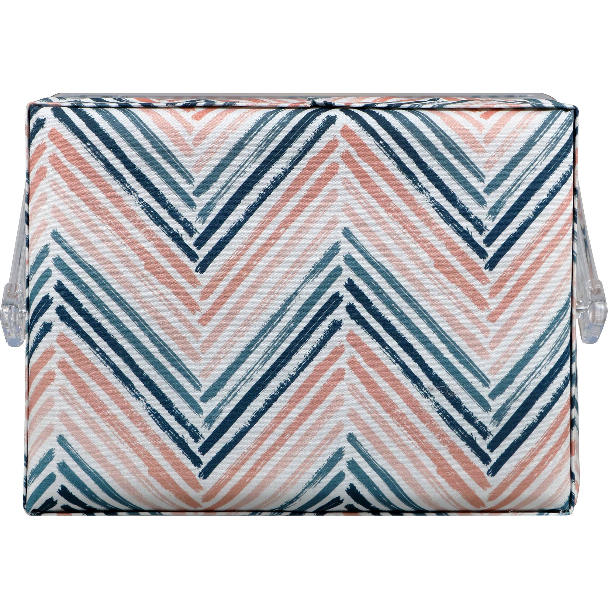 SINGER® Large Teal Zig Zag Print Premium Sewing Basket with Sew Kit