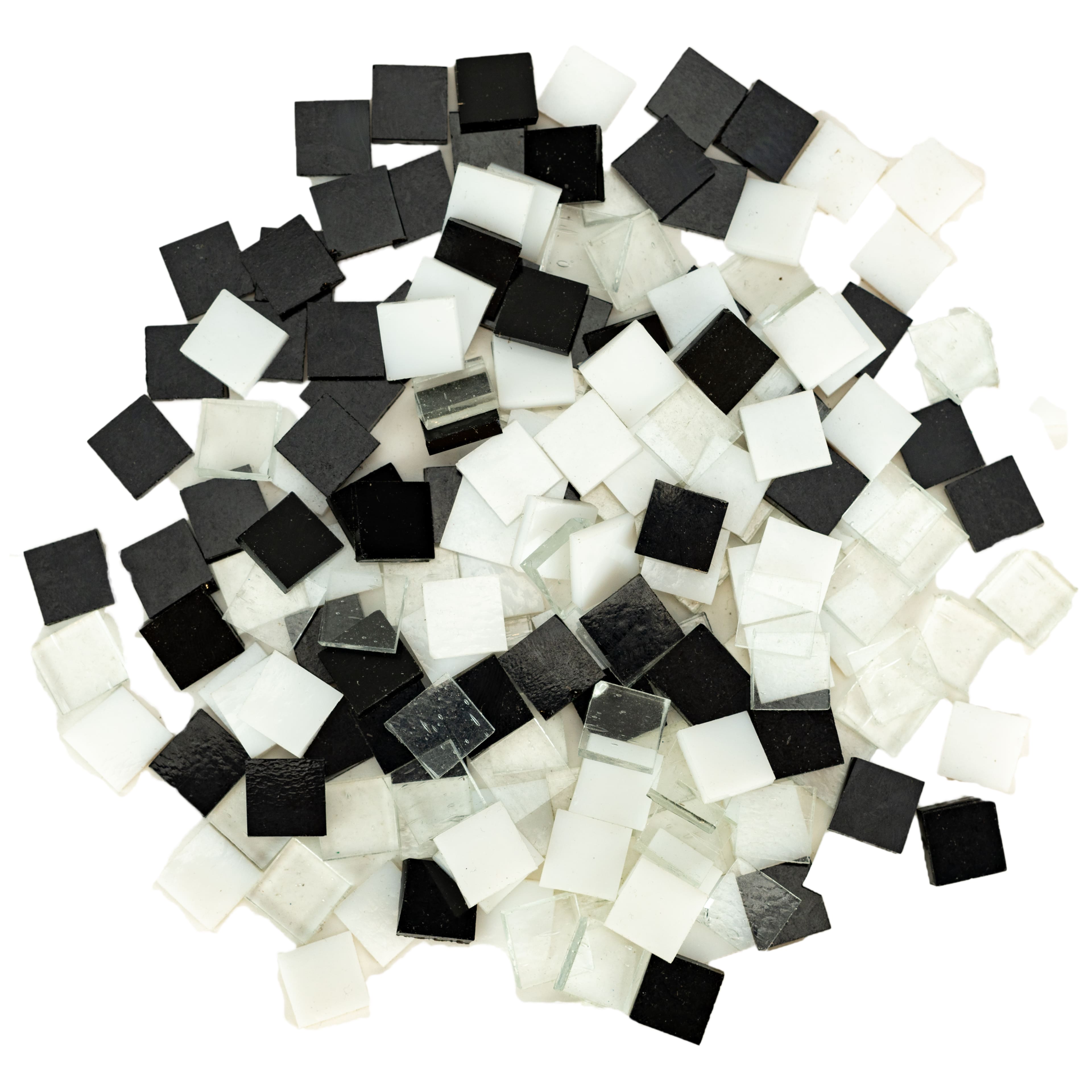 Oceanside Compatible&#x2122; Small Black and White Mosaic Stained Glass Squares, 8oz.