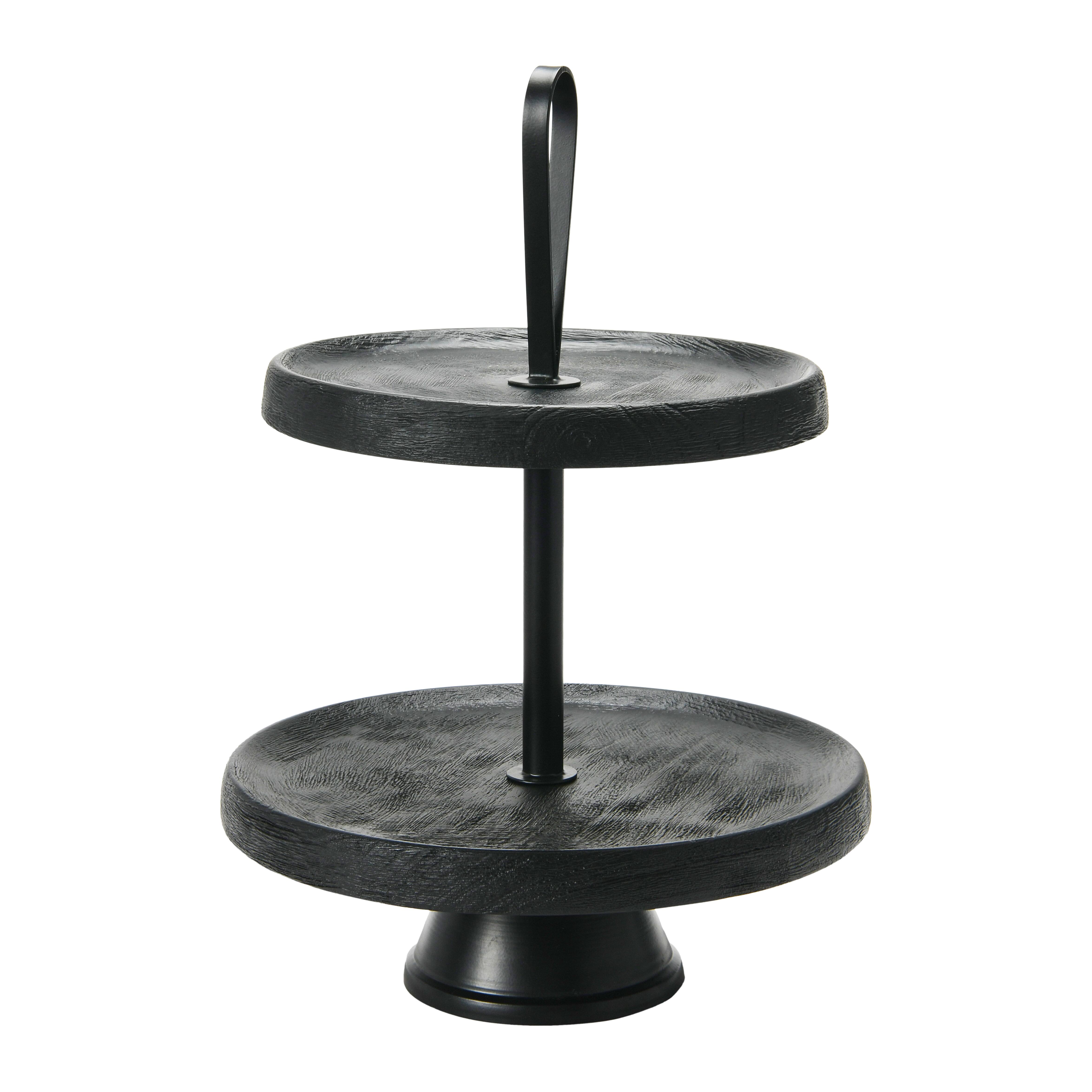 Hello Honey® 14" Black Elegant Modern 2-Tiered Tray