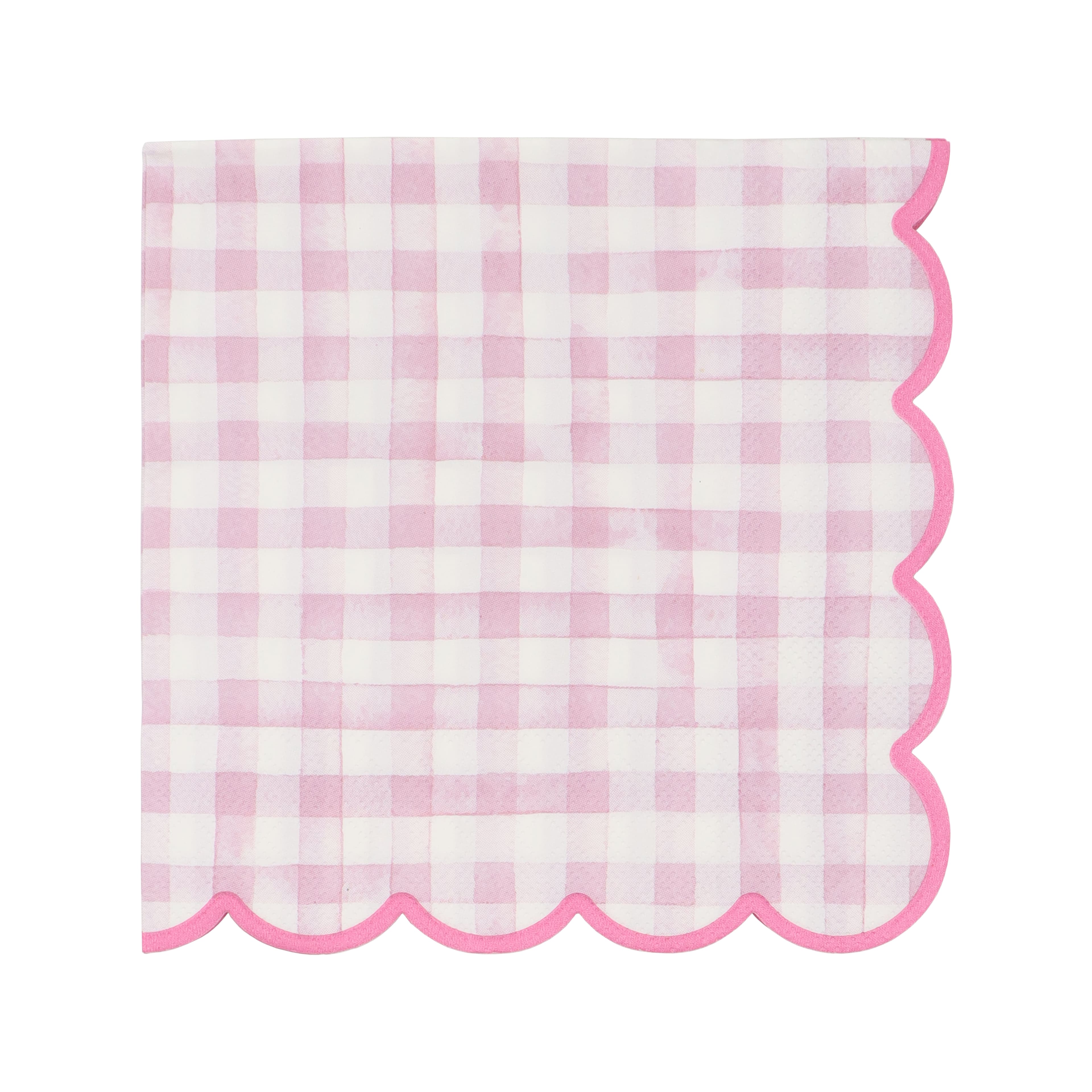 Pink & White Gingham Scallop Lunch Napkins, 20ct. by Celebrate It™