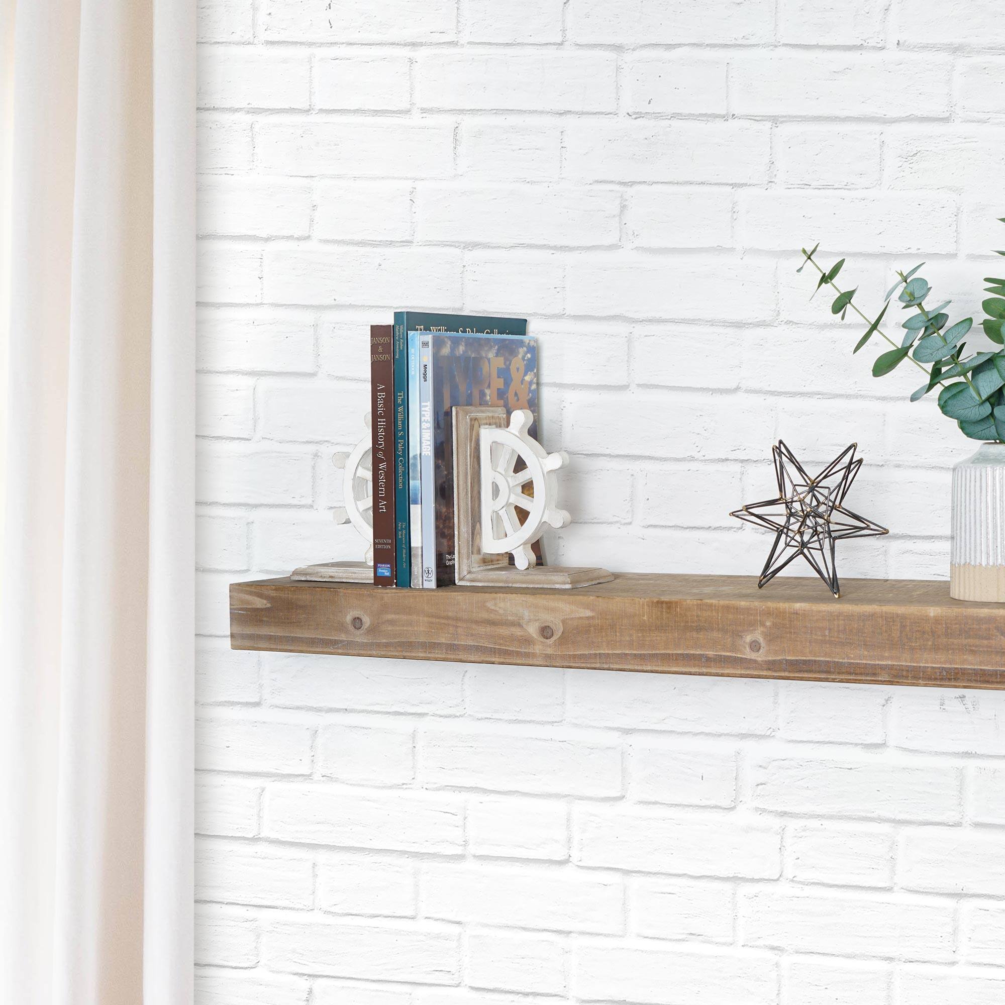 Distressed Vintage Nautical Wheel Wood Bookends (Set of 2)