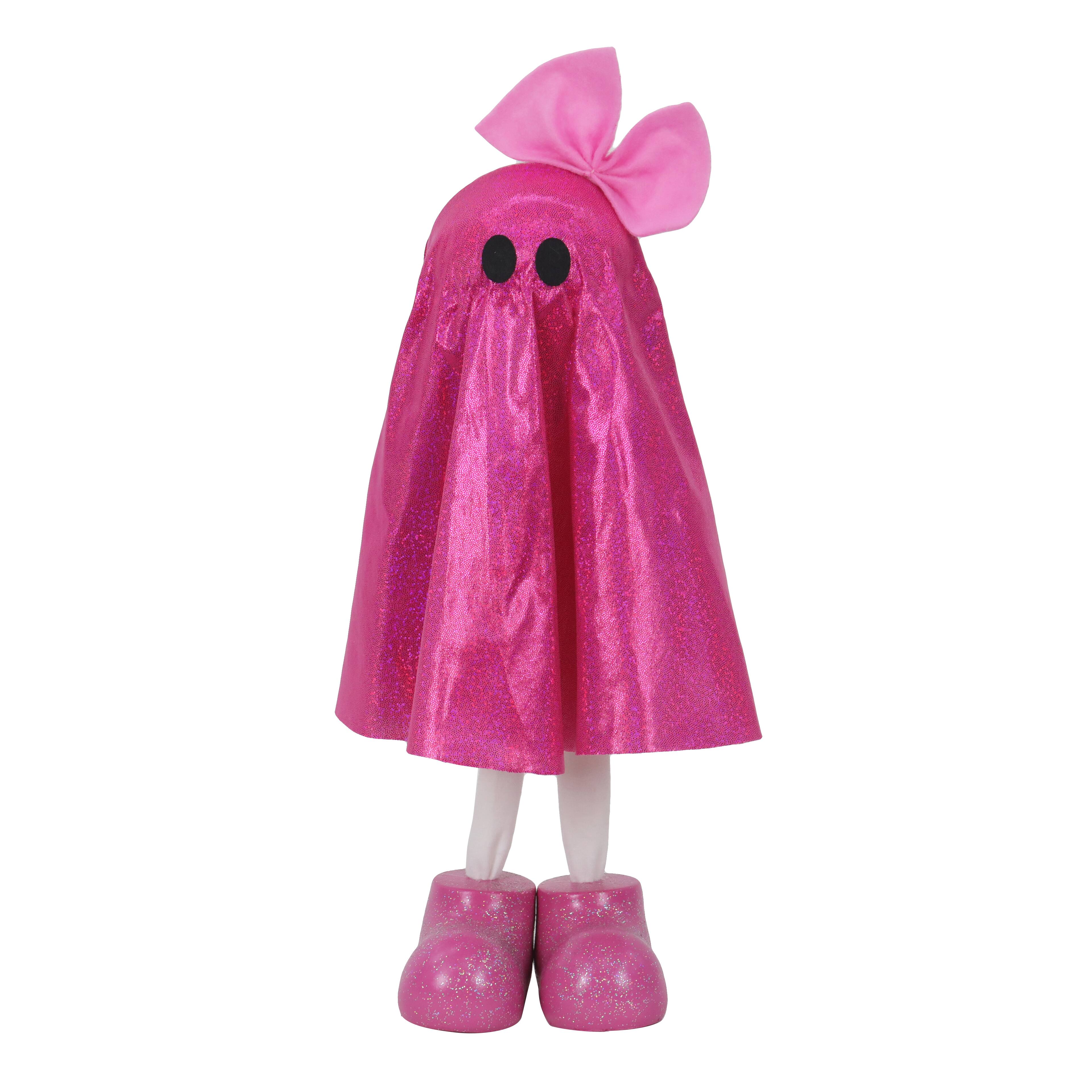 10.5" Standing Fabric Glitter Ghost with Bow Tabletop Décor by Ashland®