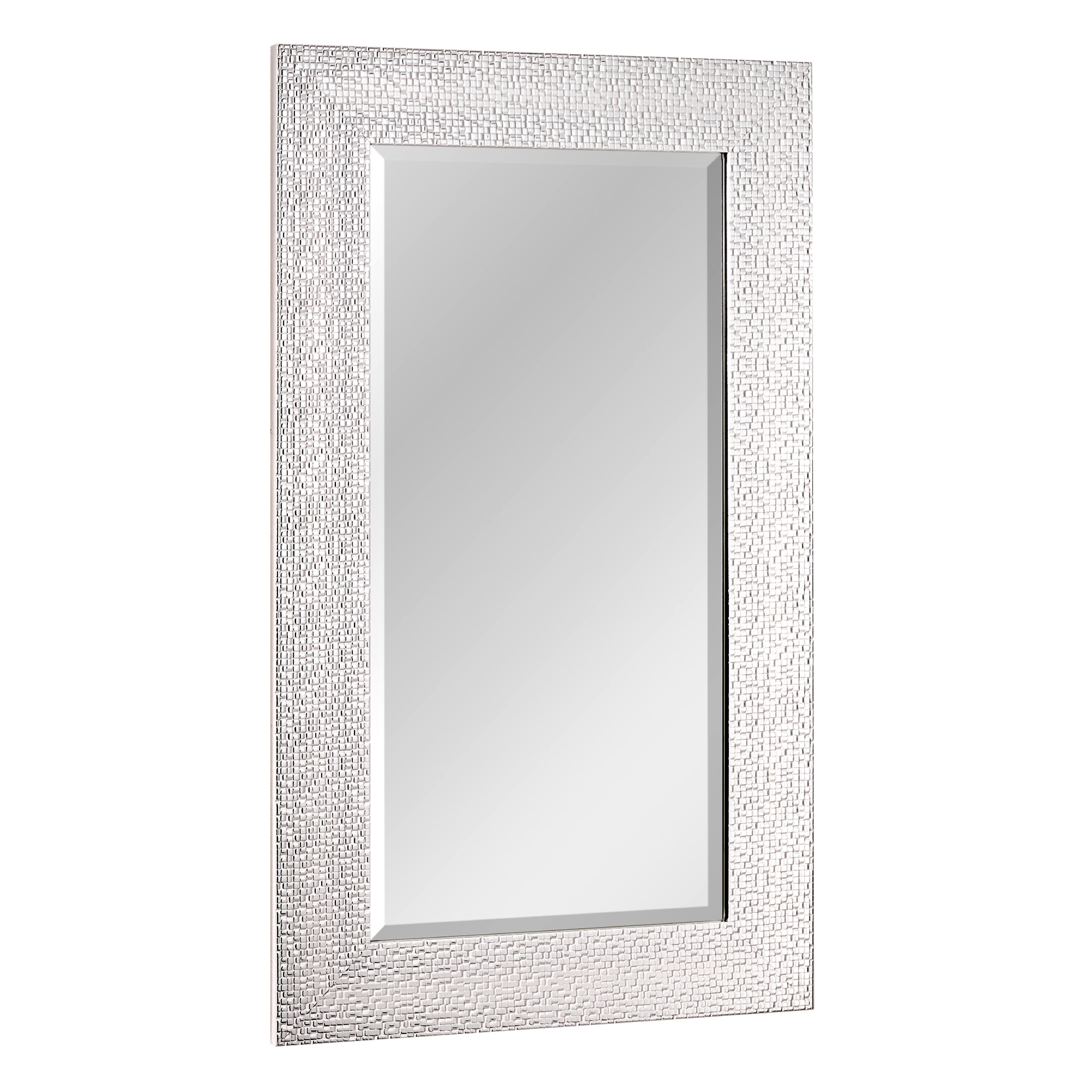 Head West 29&#x22; Chrome &#x26; White Tile Textured Frame Vanity Mirror