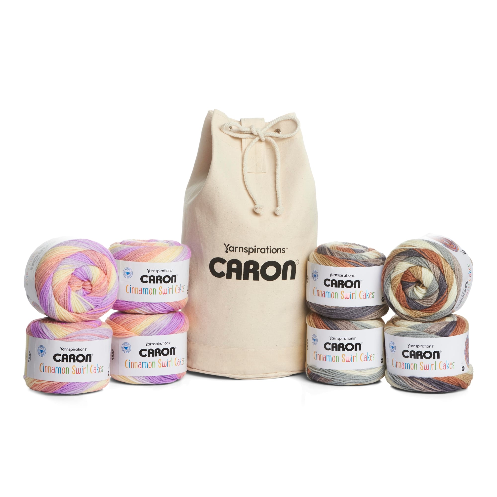 Caron&#xAE; Cinnamon Swirl Cakes&#x2122; Yarn Value Pack with Canvas Bag