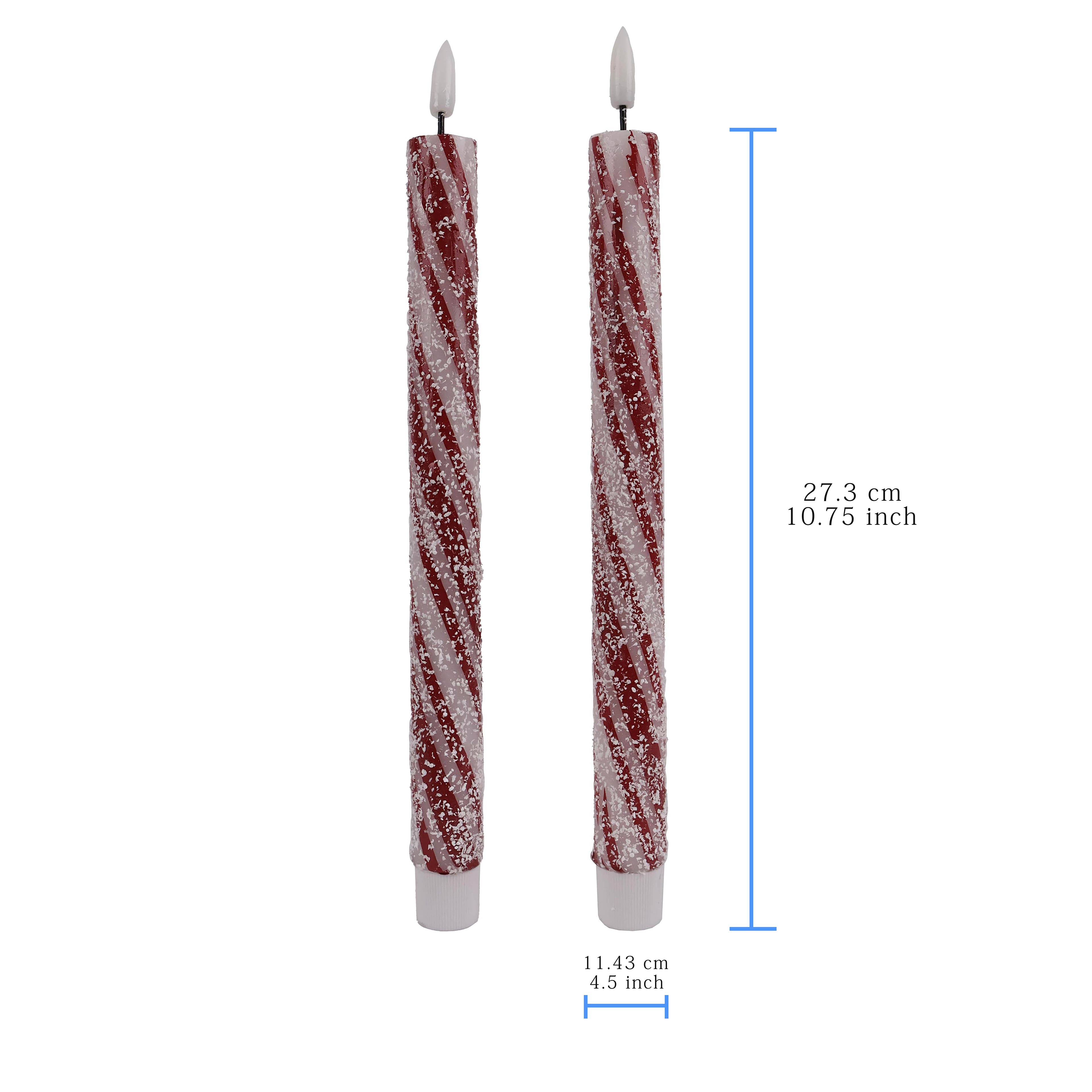 10.5&#x22; Red Candy Striped LED Wax Taper Candles, 2ct. by Ashland&#xAE;